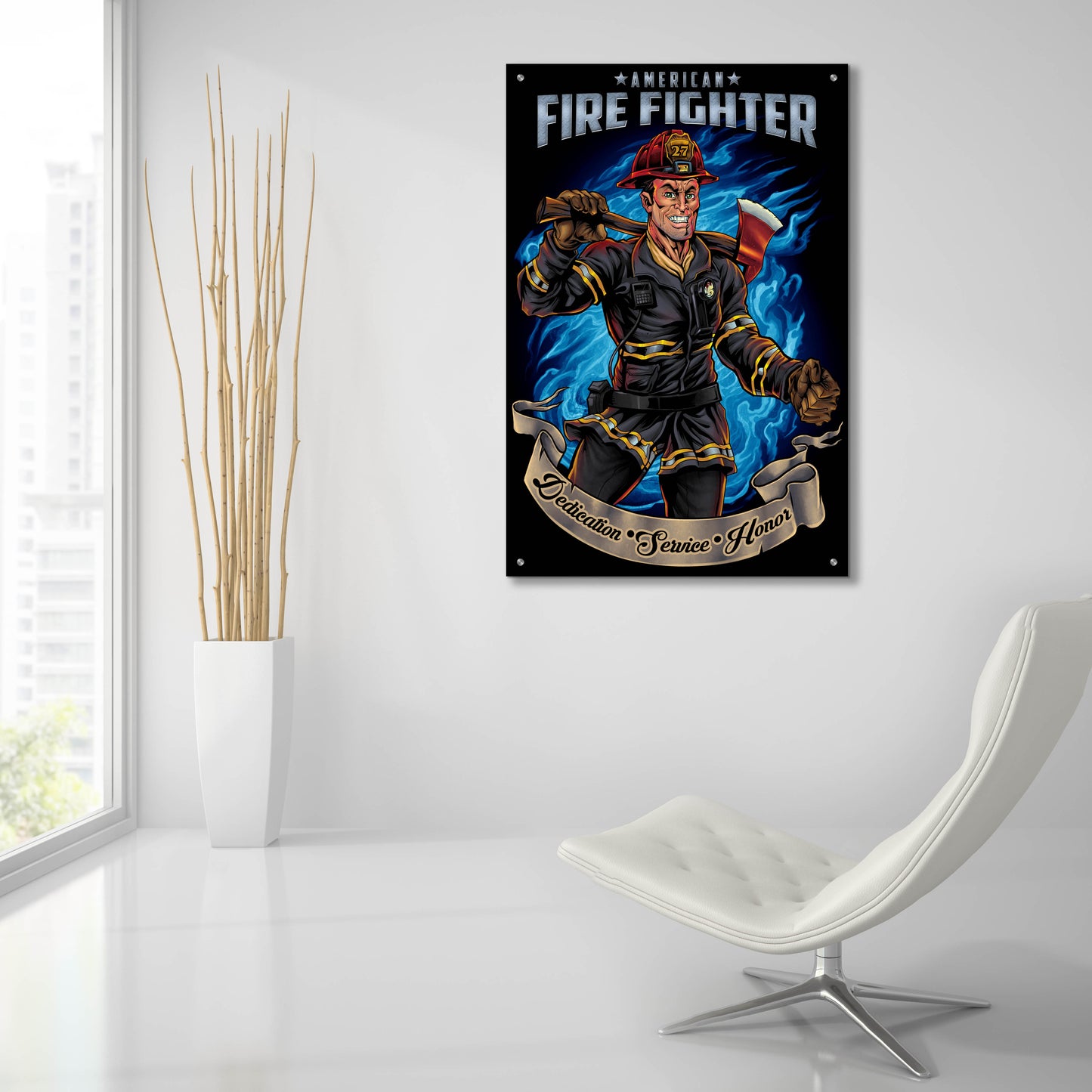 Epic Art 'Firefighter Human Template' by Flyland Designs, Acrylic Glass Wall Art,24x36