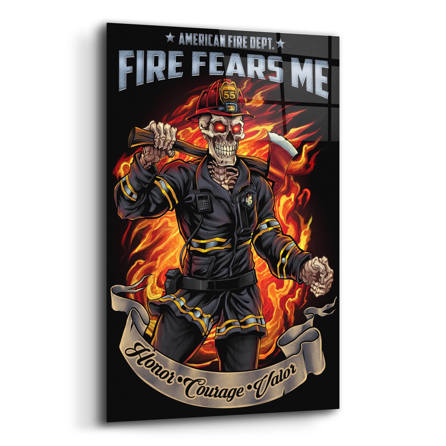 Epic Art 'Firefighter Template' by Flyland Designs, Acrylic Glass Wall Art,12x16