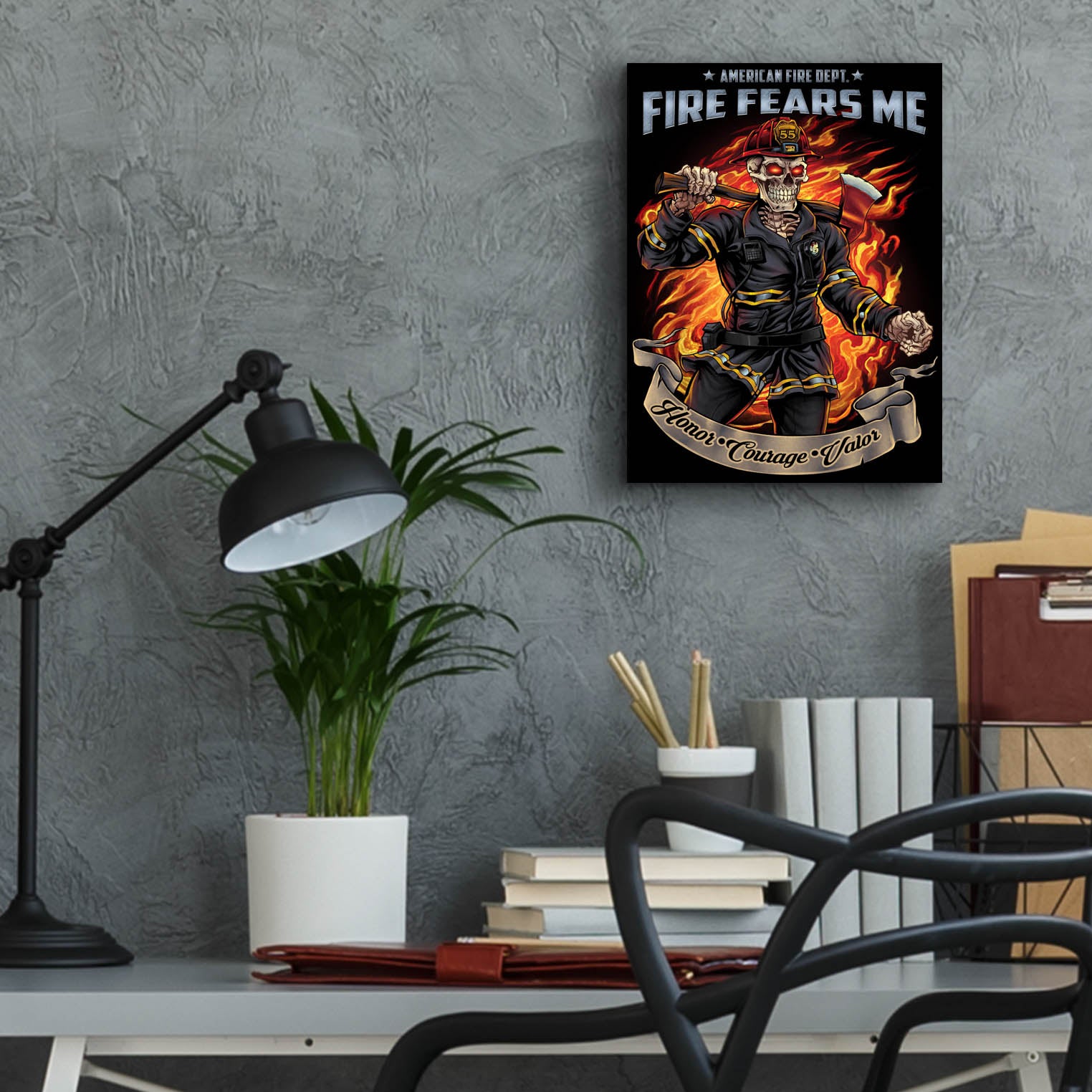 Epic Art 'Firefighter Template' by Flyland Designs, Acrylic Glass Wall Art,12x16