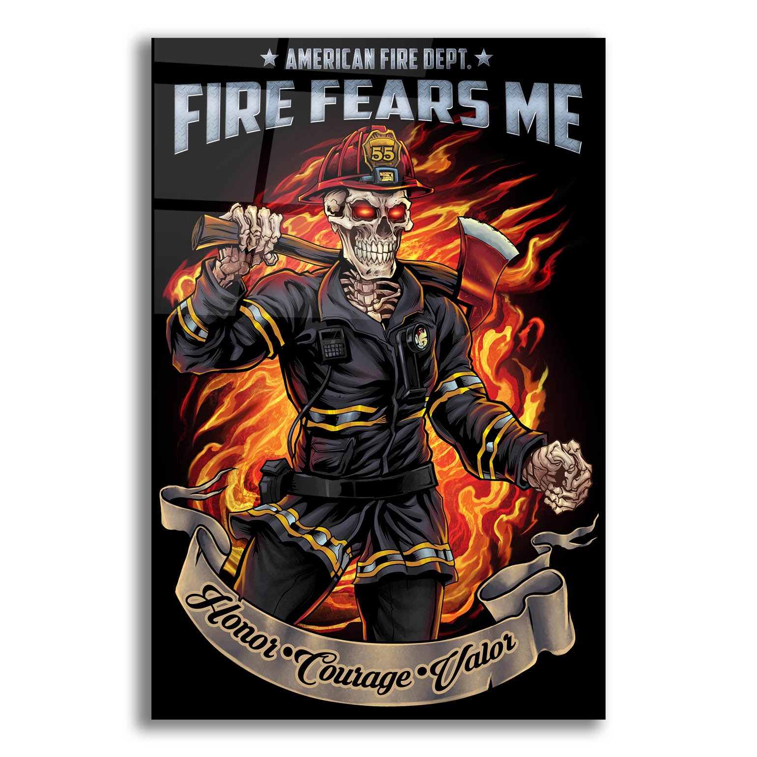 Epic Art 'Firefighter Template' by Flyland Designs, Acrylic Glass Wall Art,12x16