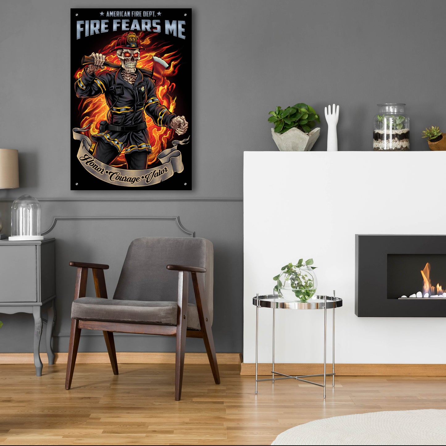 Epic Art 'Firefighter Template' by Flyland Designs, Acrylic Glass Wall Art,24x36