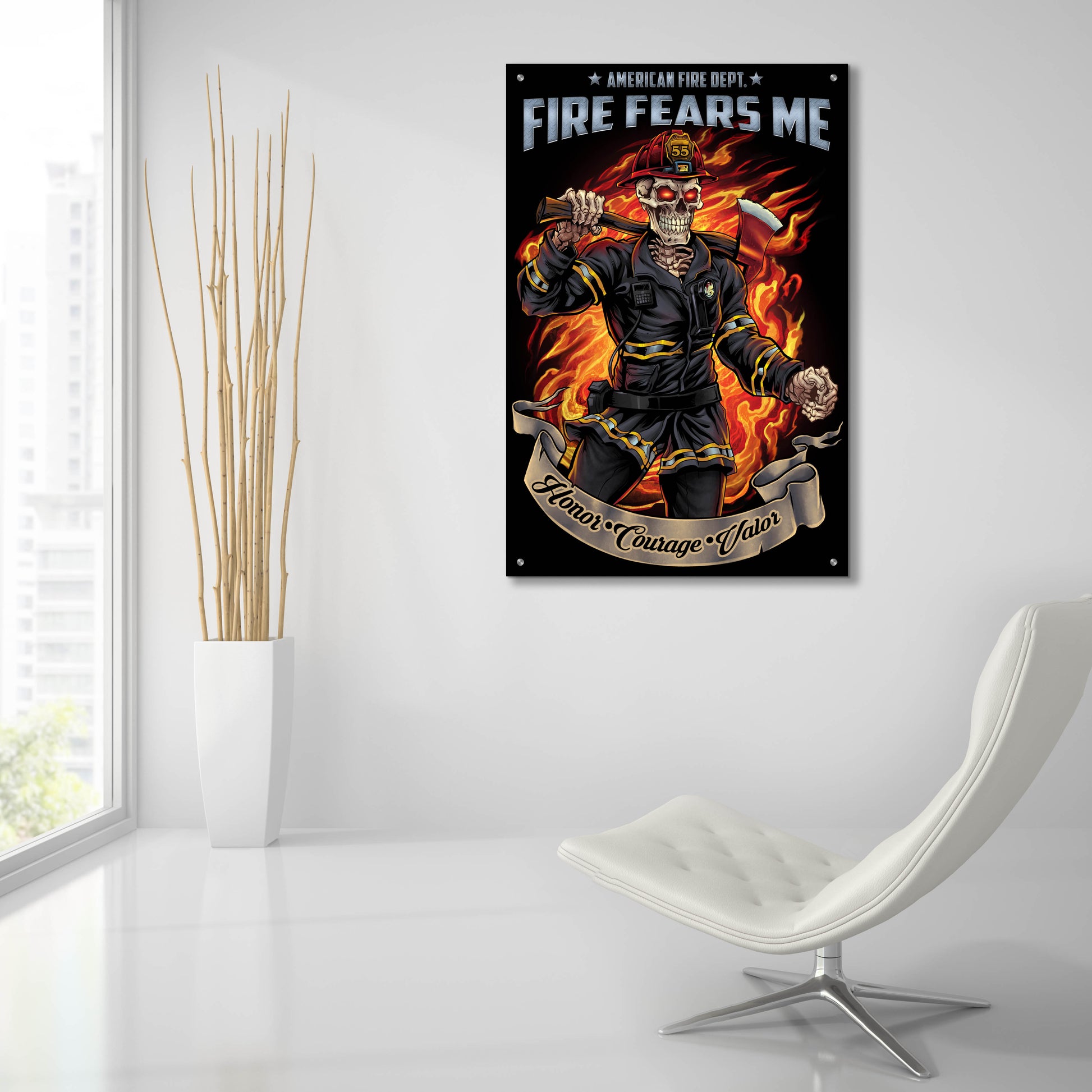 Epic Art 'Firefighter Template' by Flyland Designs, Acrylic Glass Wall Art,24x36