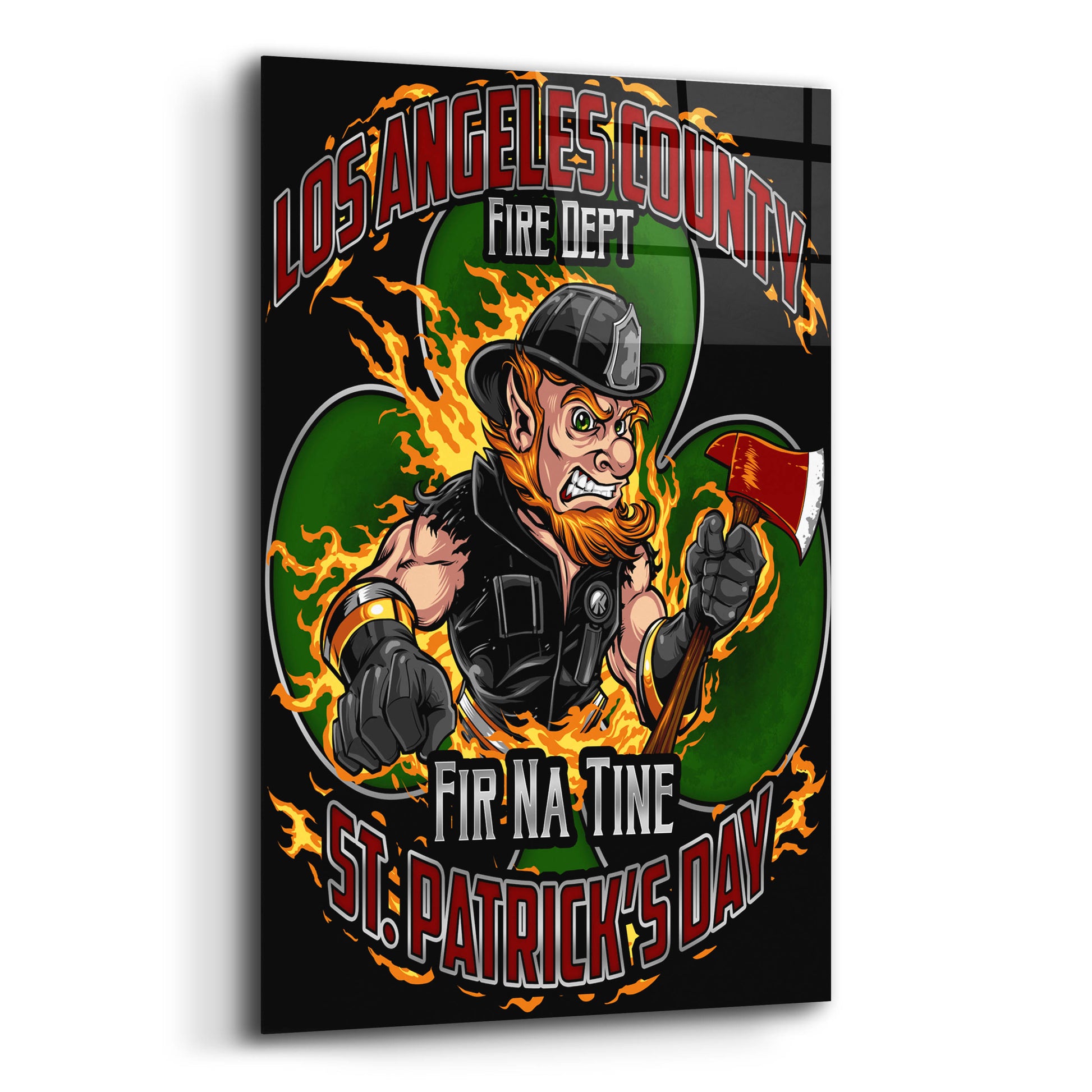 Epic Art 'Leprechaun fire-fighter 2016' by Flyland Designs, Acrylic Glass Wall Art,12x16