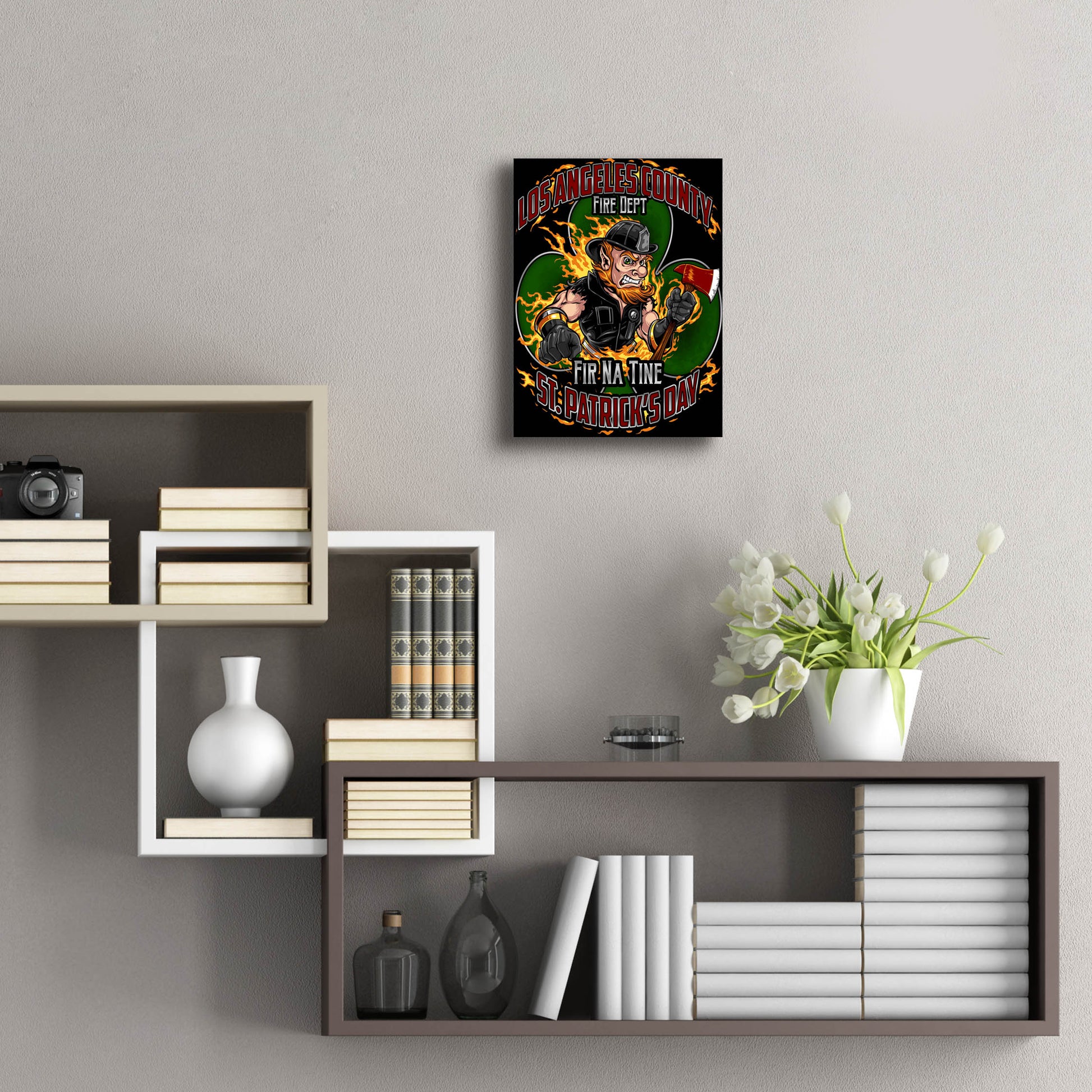 Epic Art 'Leprechaun fire-fighter 2016' by Flyland Designs, Acrylic Glass Wall Art,12x16