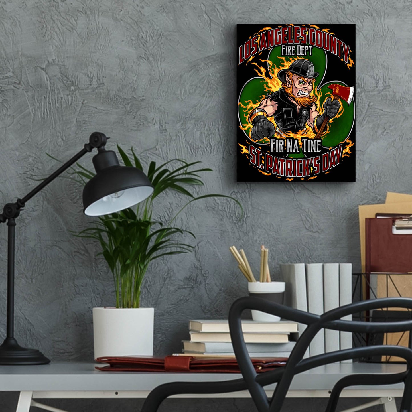 Epic Art 'Leprechaun fire-fighter 2016' by Flyland Designs, Acrylic Glass Wall Art,12x16