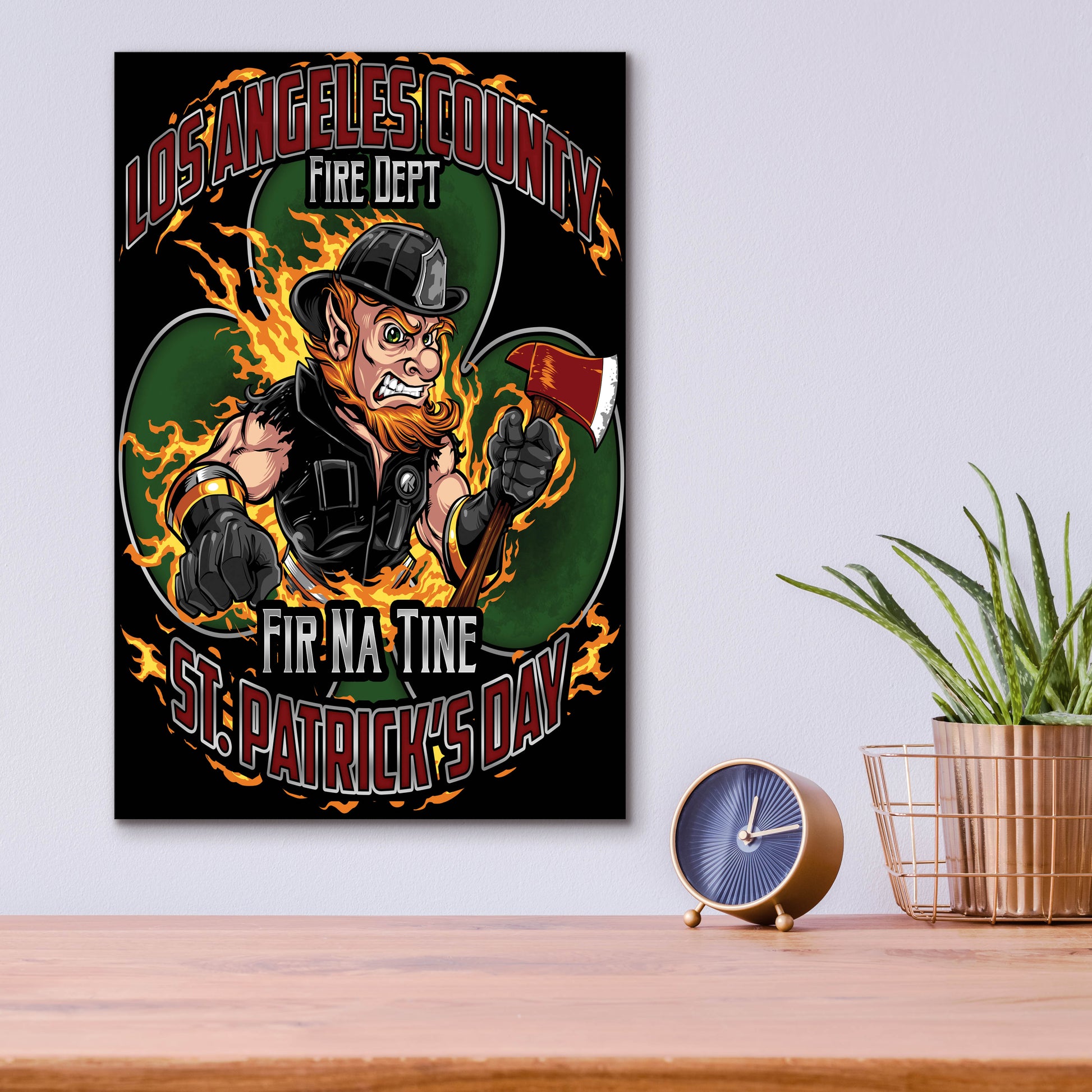 Epic Art 'Leprechaun fire-fighter 2016' by Flyland Designs, Acrylic Glass Wall Art,12x16