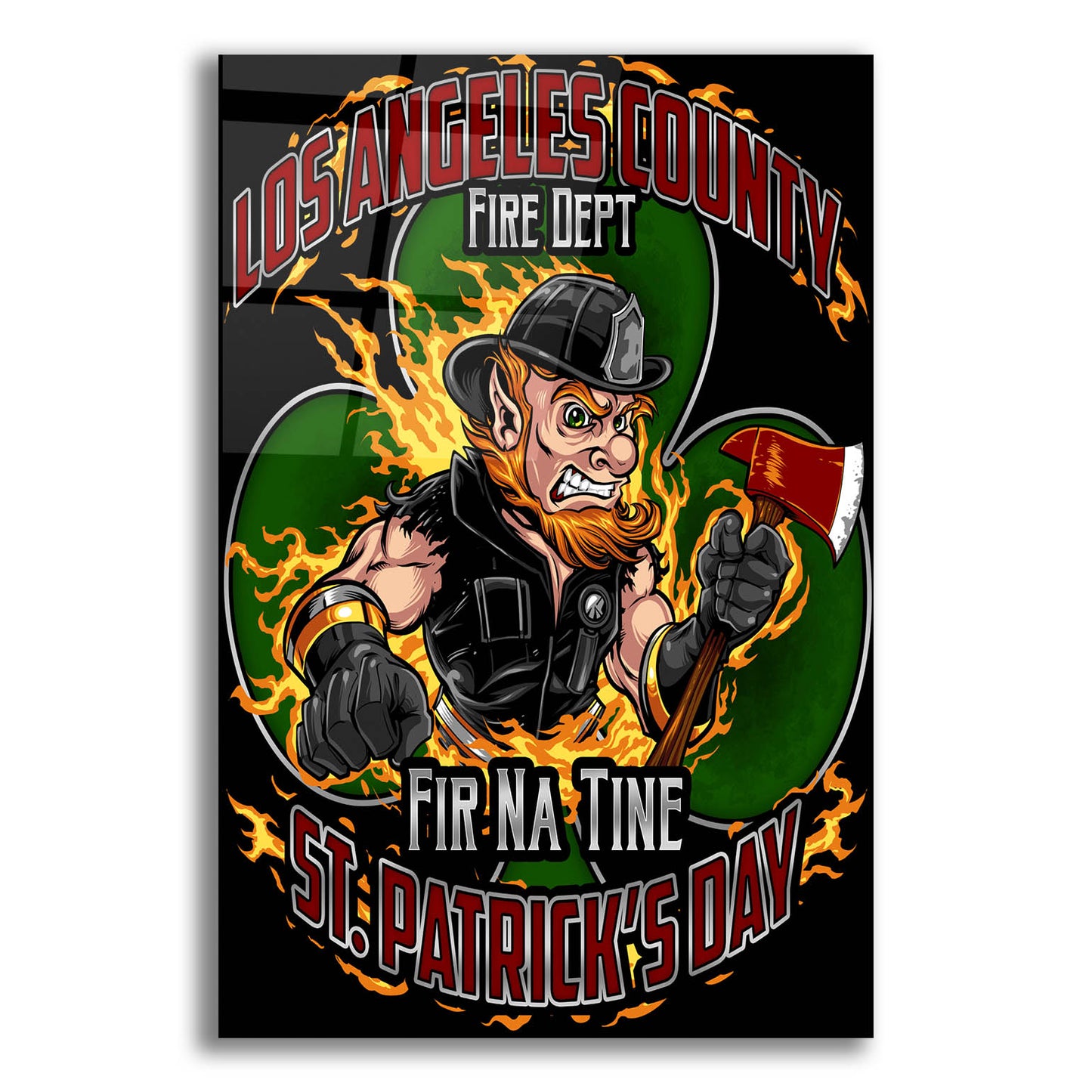 Epic Art 'Leprechaun fire-fighter 2016' by Flyland Designs, Acrylic Glass Wall Art,12x16