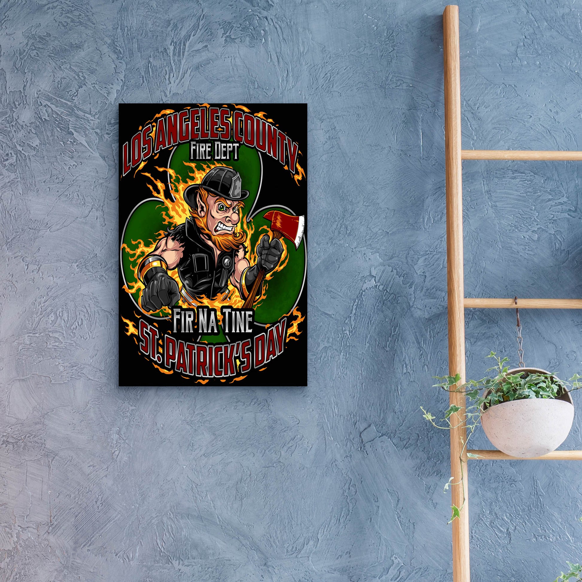 Epic Art 'Leprechaun fire-fighter 2016' by Flyland Designs, Acrylic Glass Wall Art,16x24