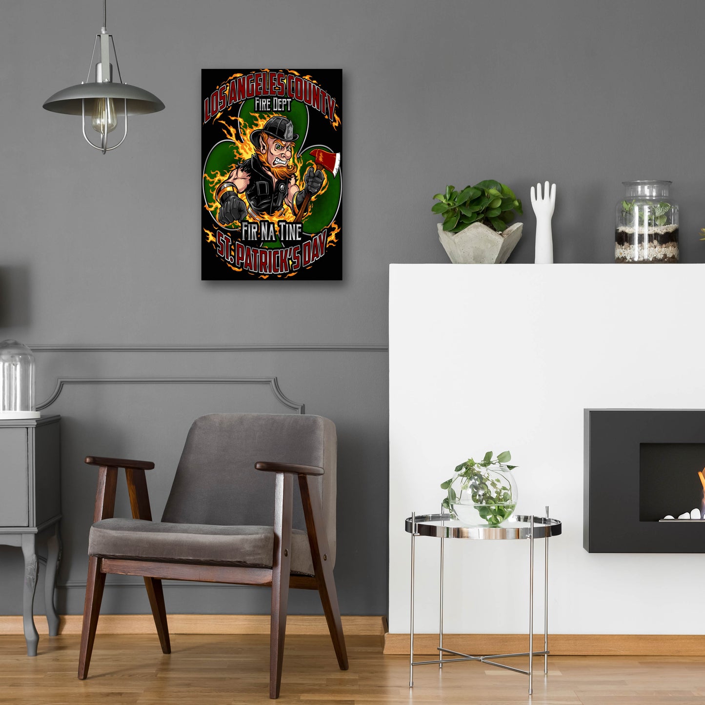 Epic Art 'Leprechaun fire-fighter 2016' by Flyland Designs, Acrylic Glass Wall Art,16x24