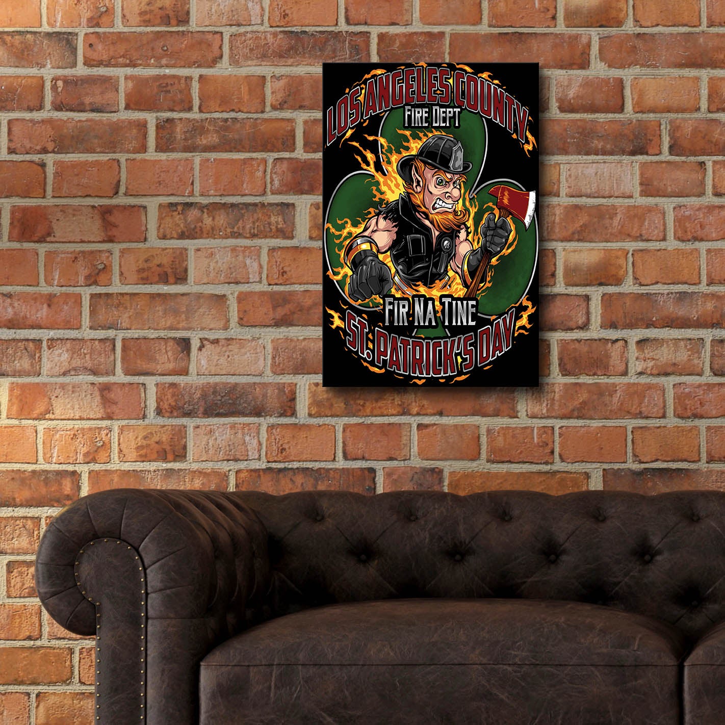 Epic Art 'Leprechaun fire-fighter 2016' by Flyland Designs, Acrylic Glass Wall Art,16x24