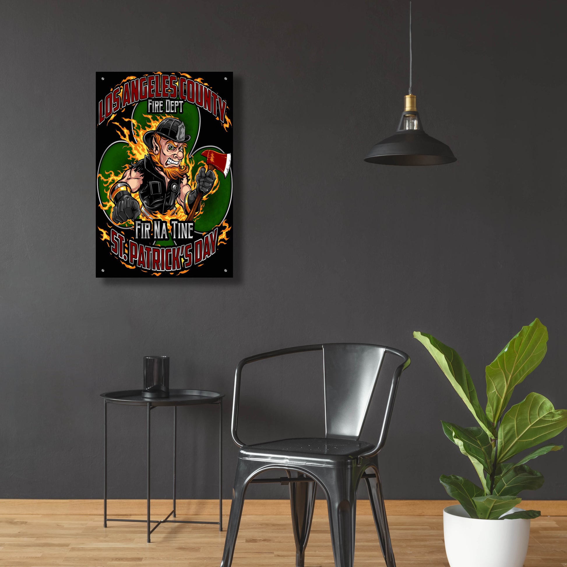 Epic Art 'Leprechaun fire-fighter 2016' by Flyland Designs, Acrylic Glass Wall Art,24x36