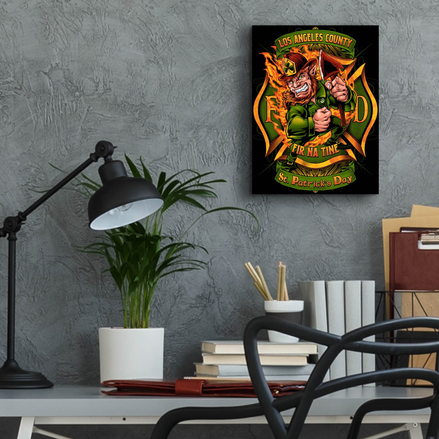 Epic Art 'Leprechuan fire-fighter 2' by Flyland Designs, Acrylic Glass Wall Art,12x16