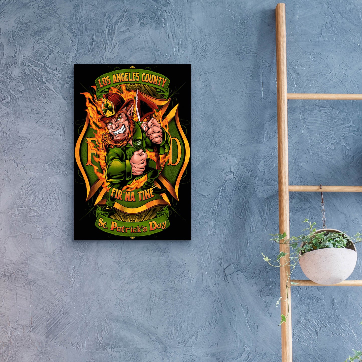 Epic Art 'Leprechuan fire-fighter 2' by Flyland Designs, Acrylic Glass Wall Art,16x24