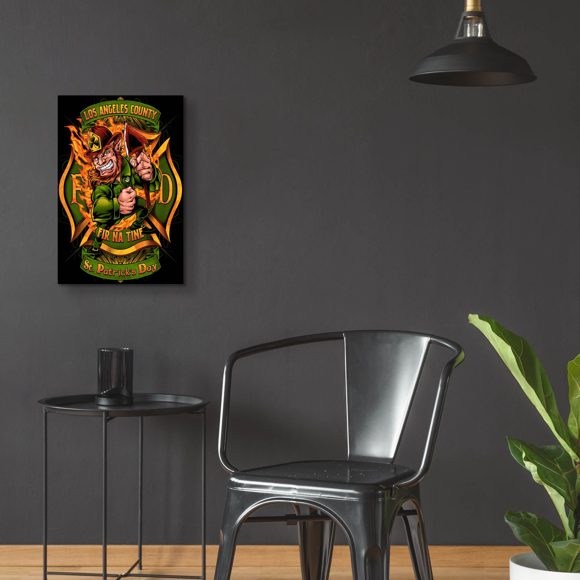 Epic Art 'Leprechuan fire-fighter 2' by Flyland Designs, Acrylic Glass Wall Art,16x24