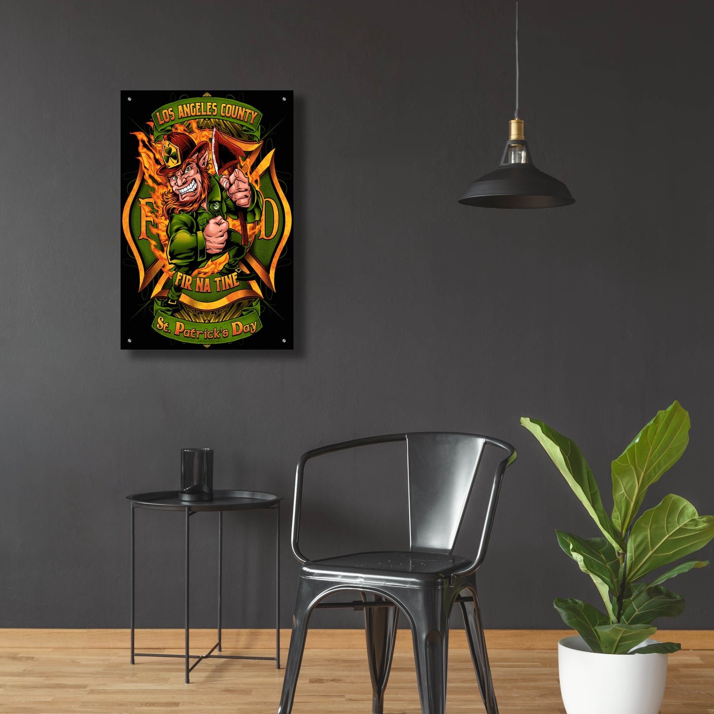 Epic Art 'Leprechuan fire-fighter 2' by Flyland Designs, Acrylic Glass Wall Art,24x36