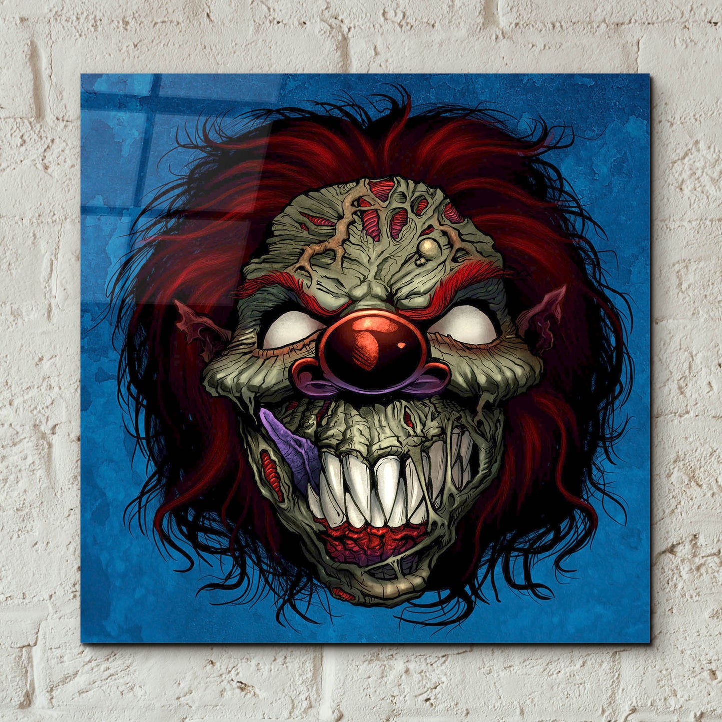 Epic Art 'Evil Clown 1' by Flyland Designs, Acrylic Glass Wall Art,12x12