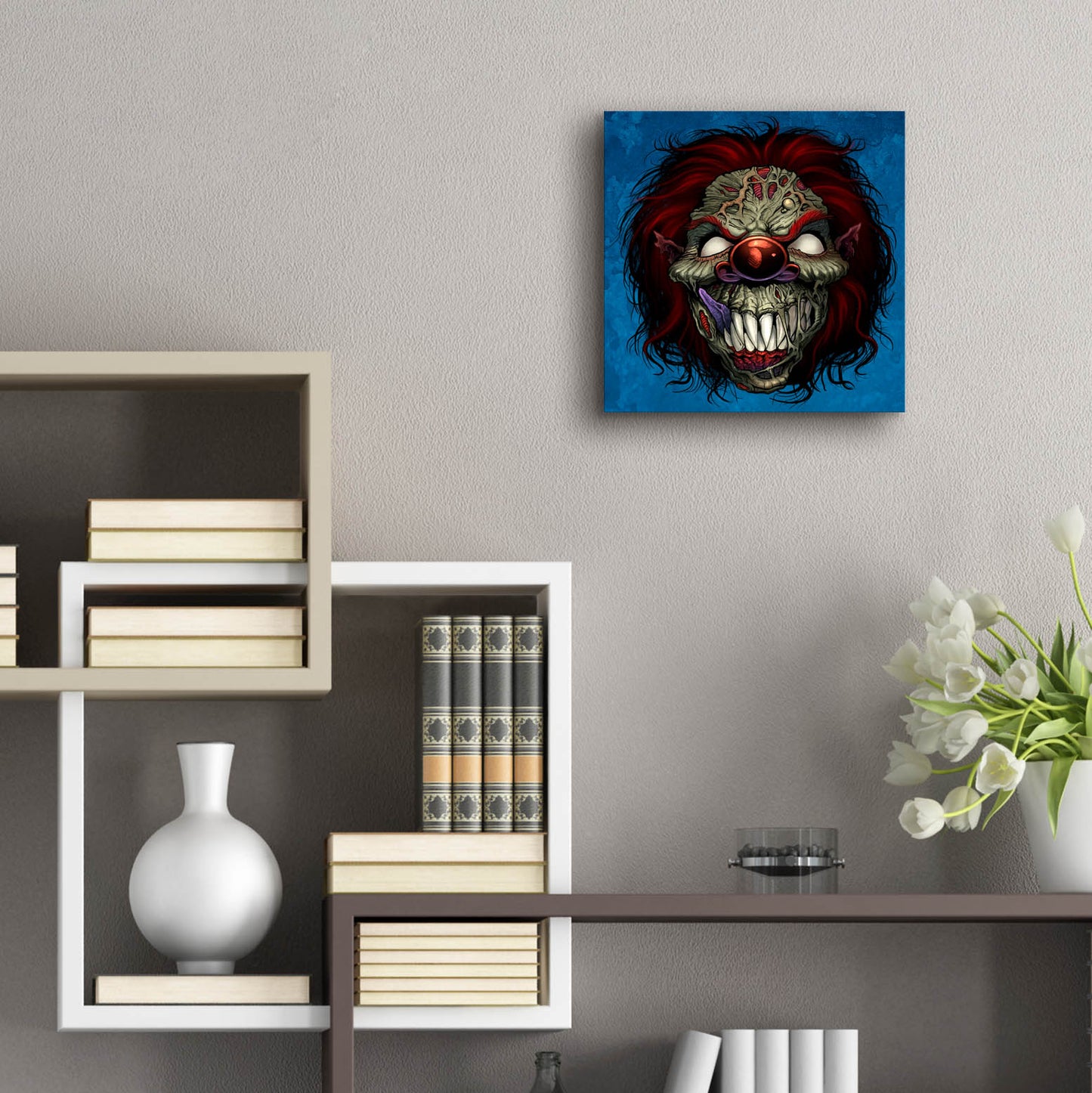 Epic Art 'Evil Clown 1' by Flyland Designs, Acrylic Glass Wall Art,12x12