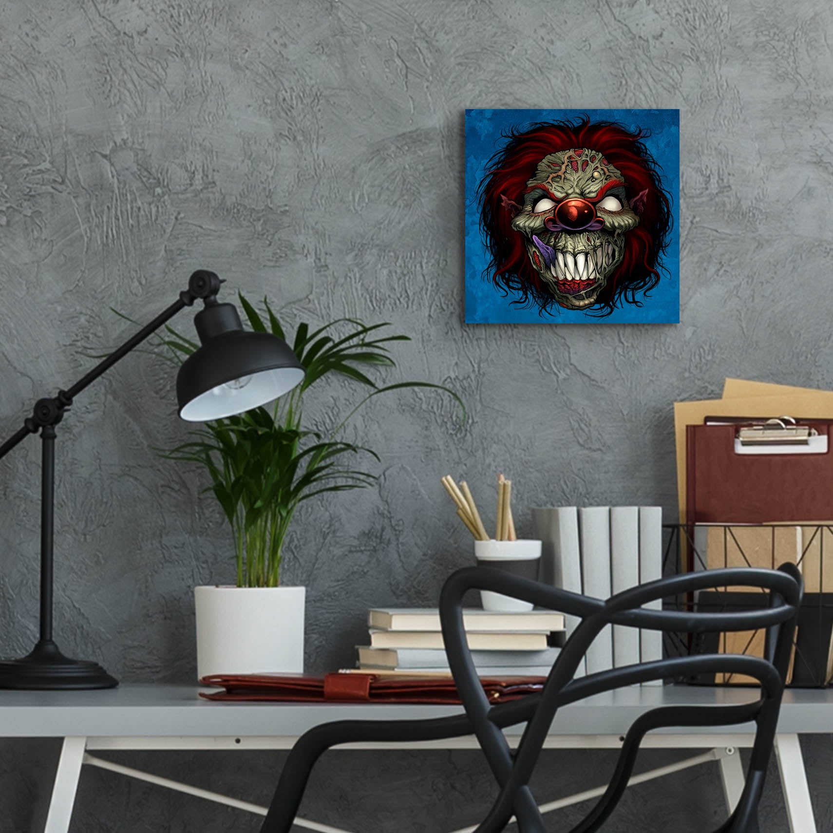 Epic Art 'Evil Clown 1' by Flyland Designs, Acrylic Glass Wall Art,12x12