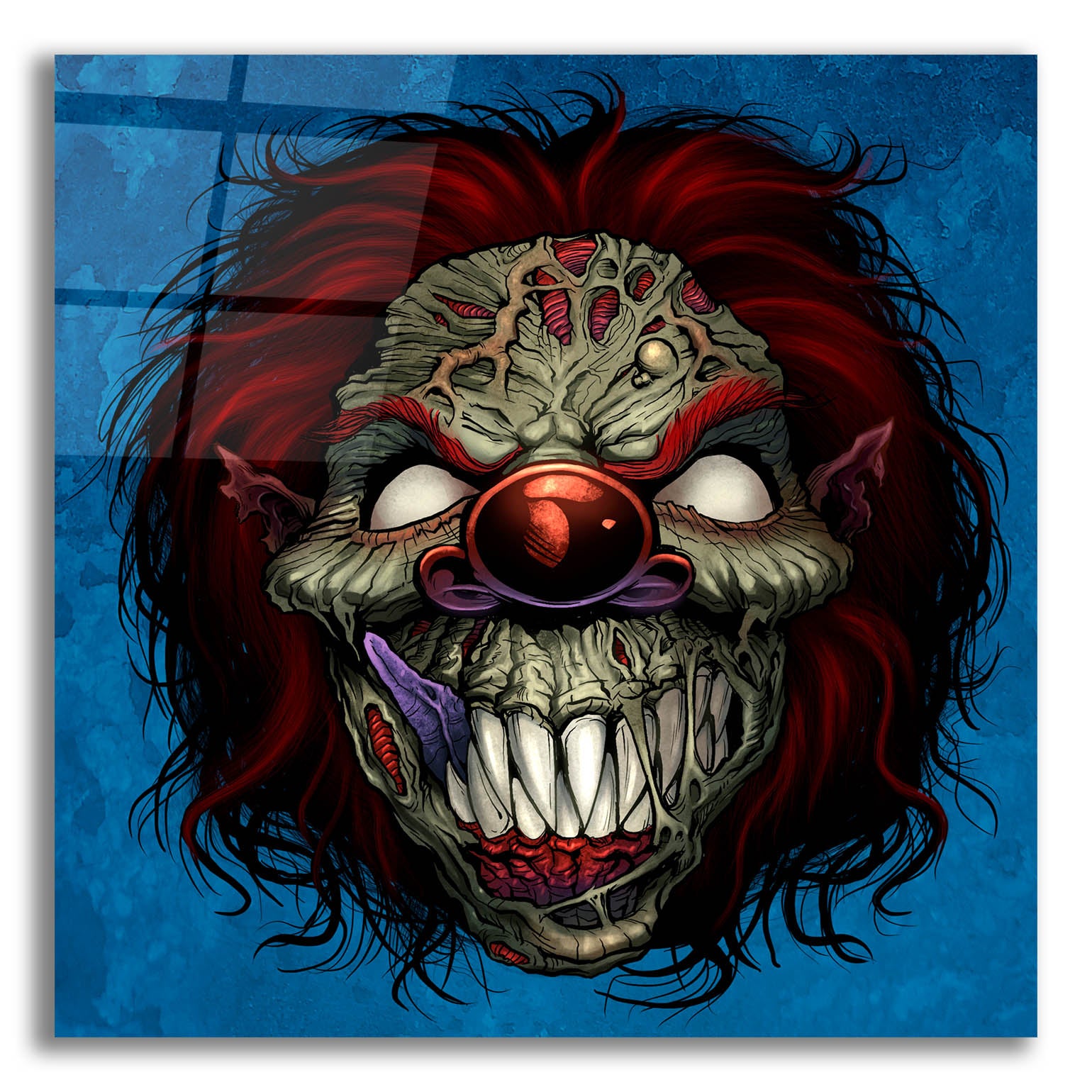 Epic Art 'Evil Clown 1' by Flyland Designs, Acrylic Glass Wall Art,12x12