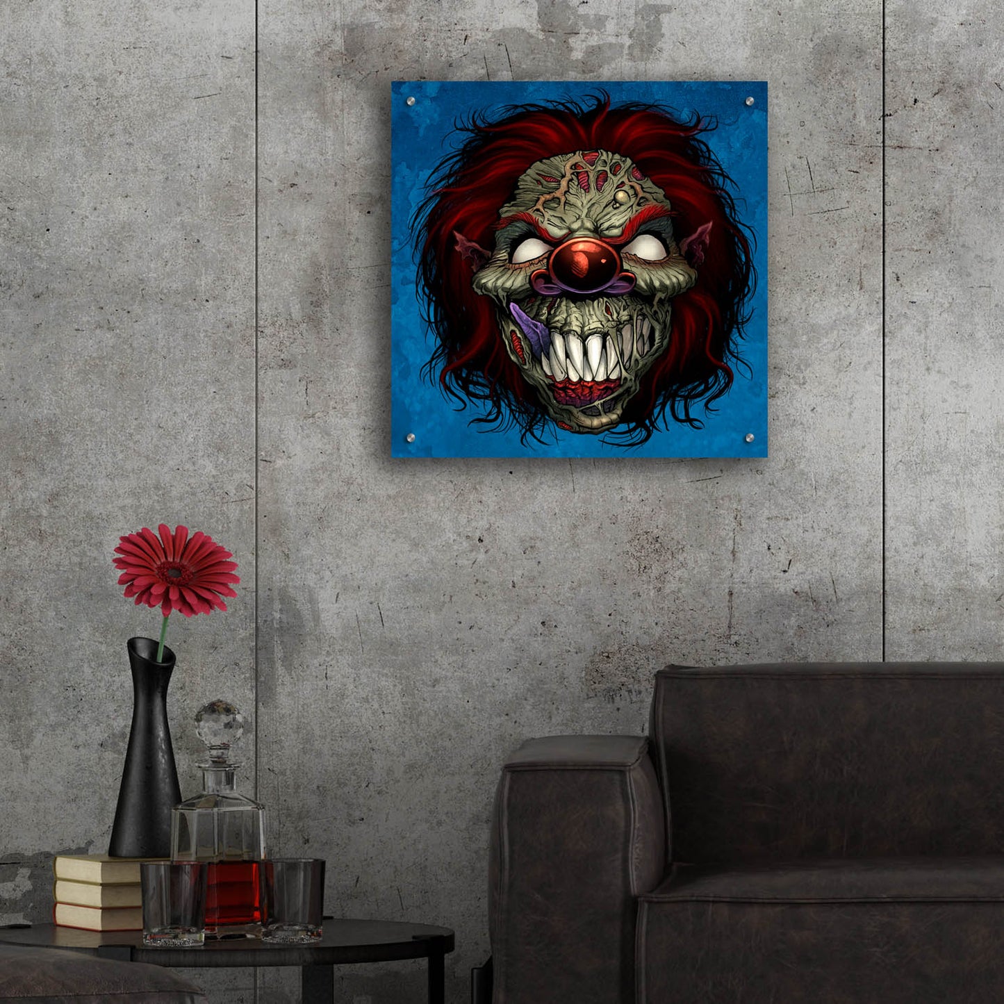 Epic Art 'Evil Clown 1' by Flyland Designs, Acrylic Glass Wall Art,24x24