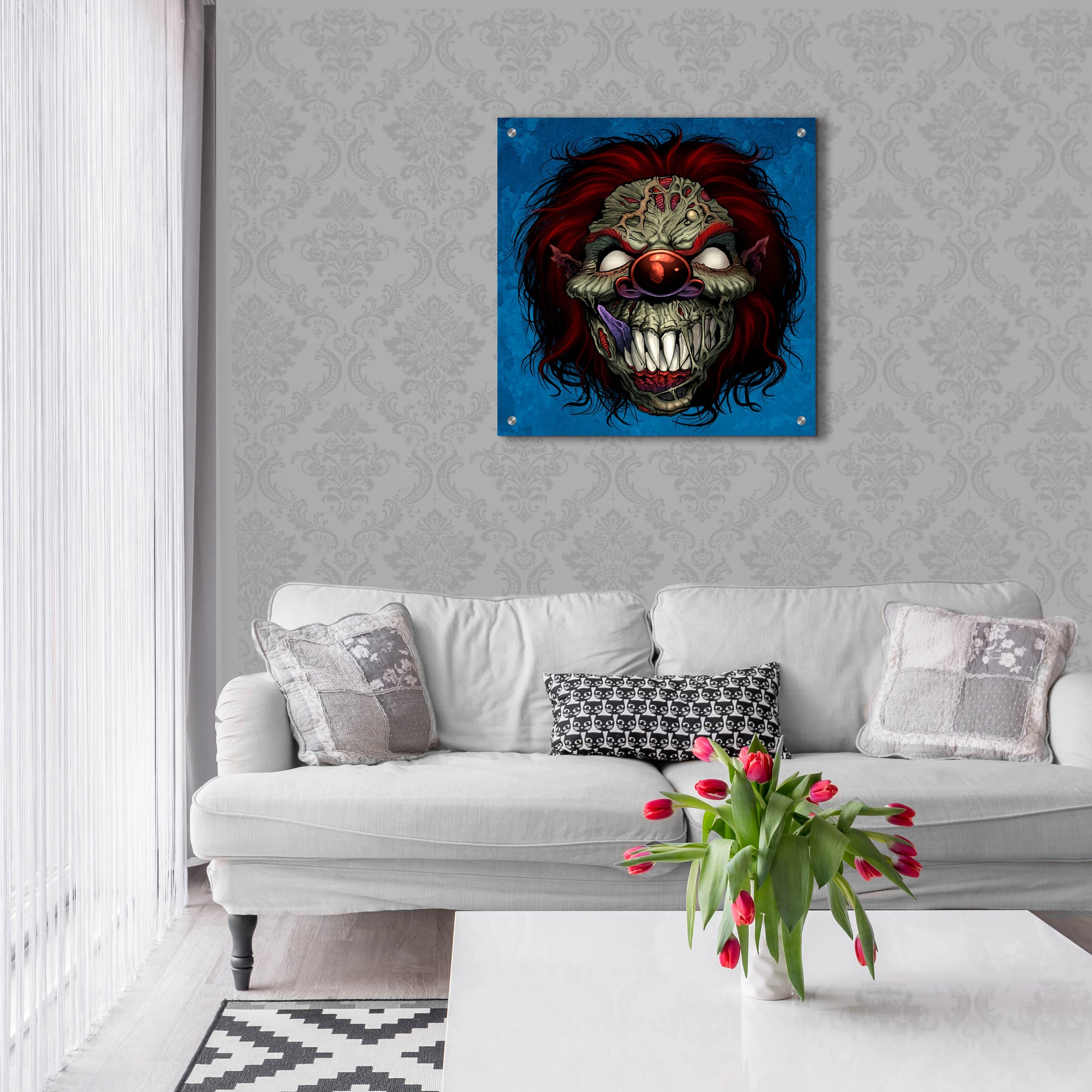 Epic Art 'Evil Clown 1' by Flyland Designs, Acrylic Glass Wall Art,24x24