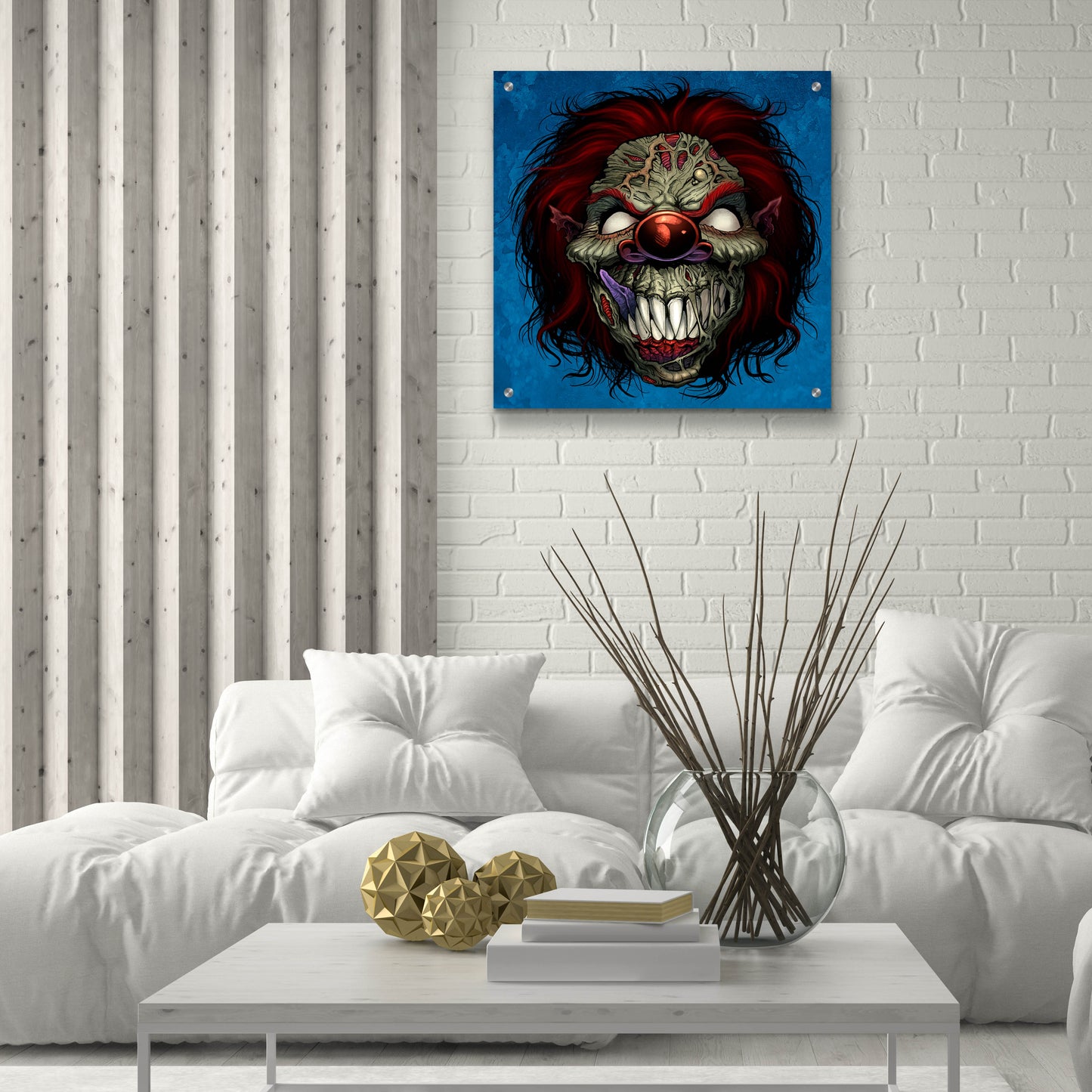 Epic Art 'Evil Clown 1' by Flyland Designs, Acrylic Glass Wall Art,24x24