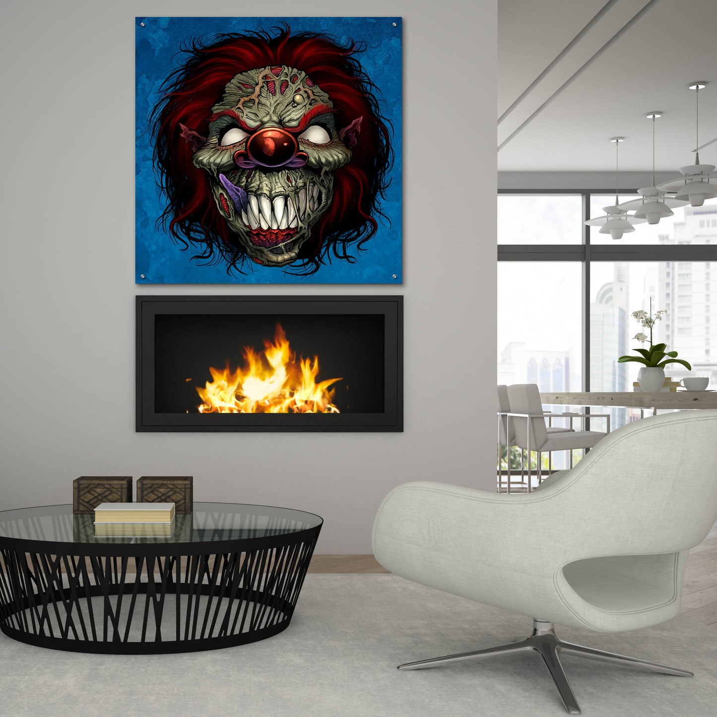 Epic Art 'Evil Clown 1' by Flyland Designs, Acrylic Glass Wall Art,36x36