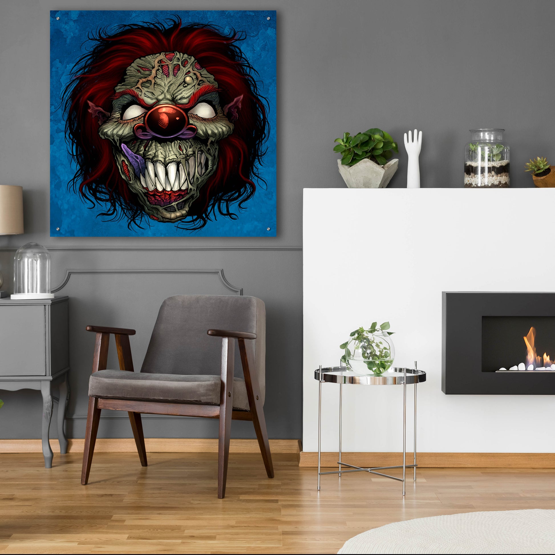 Epic Art 'Evil Clown 1' by Flyland Designs, Acrylic Glass Wall Art,36x36