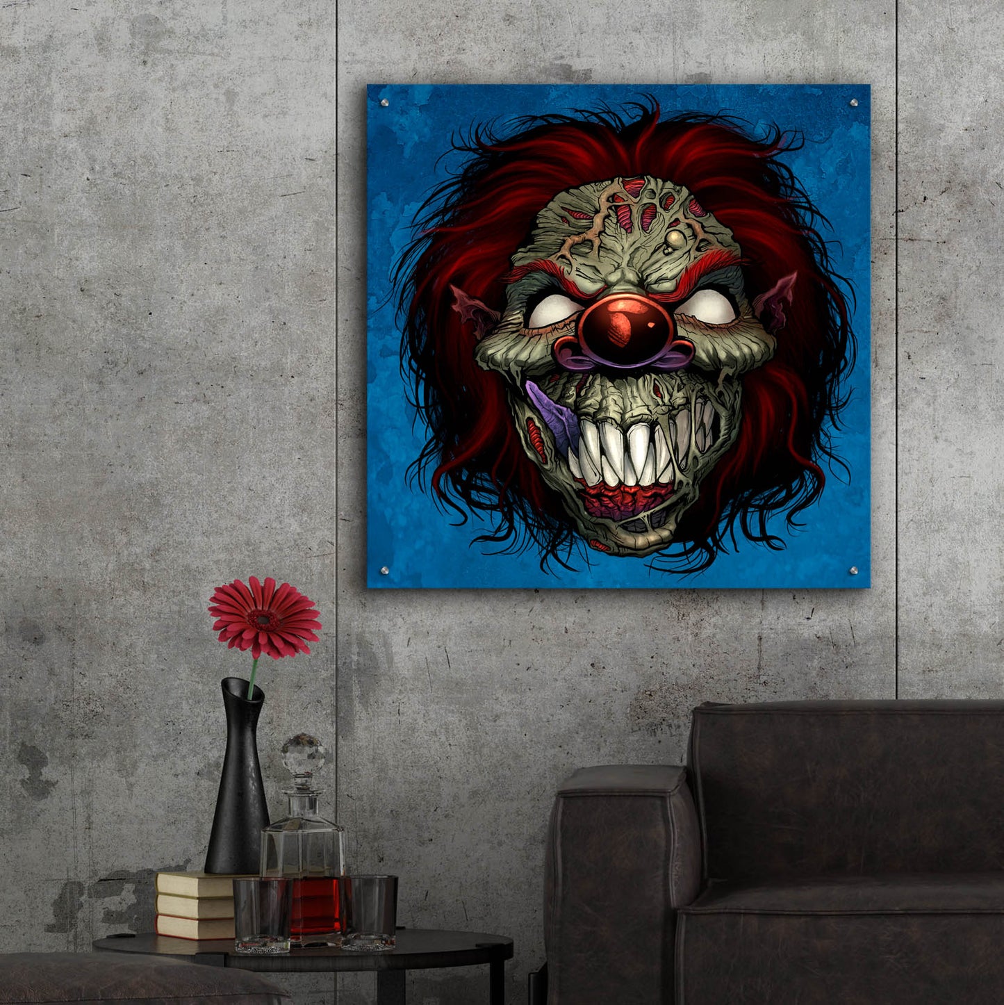 Epic Art 'Evil Clown 1' by Flyland Designs, Acrylic Glass Wall Art,36x36