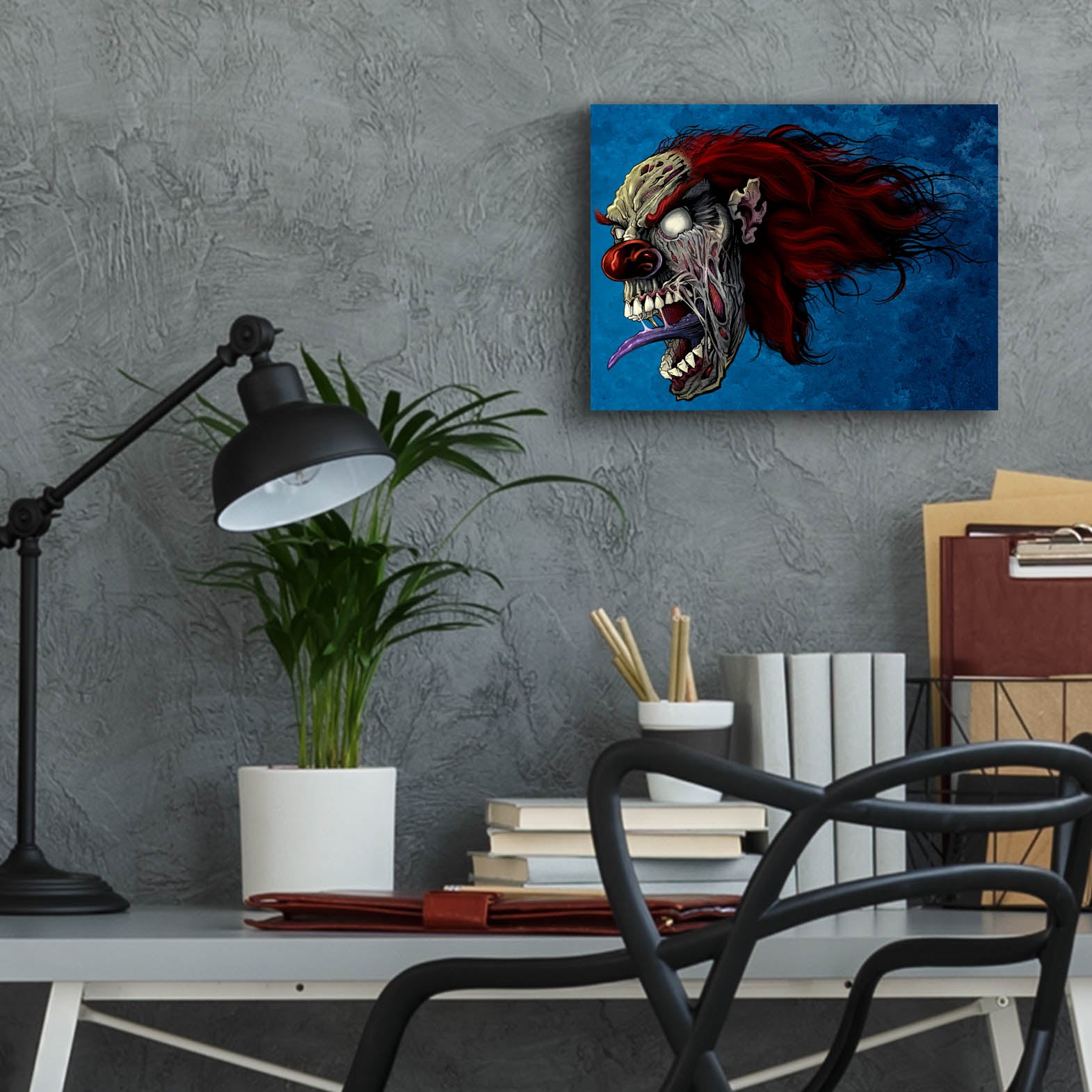 Epic Art 'Evil Clown 2' by Flyland Designs, Acrylic Glass Wall Art,16x12