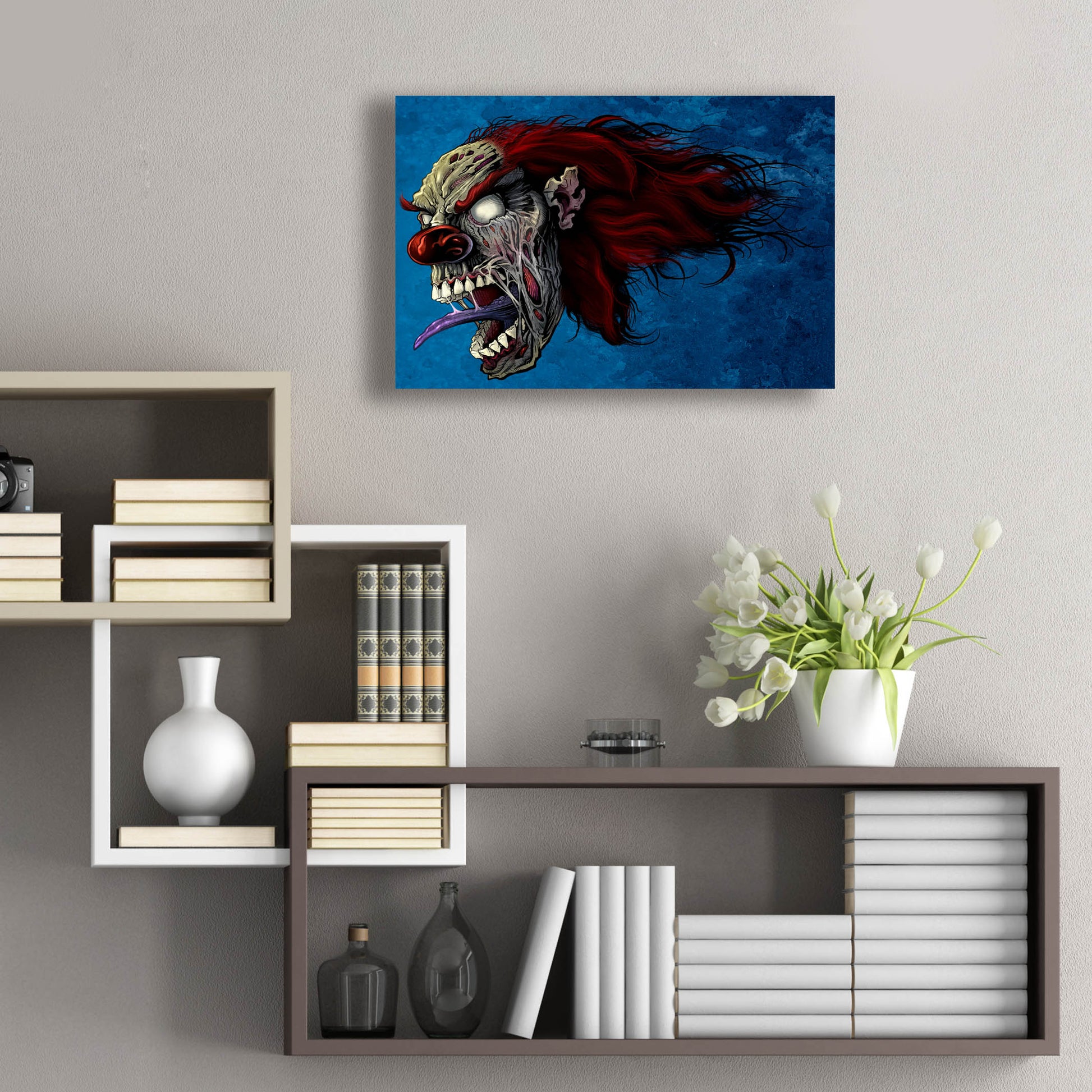 Epic Art 'Evil Clown 2' by Flyland Designs, Acrylic Glass Wall Art,24x16