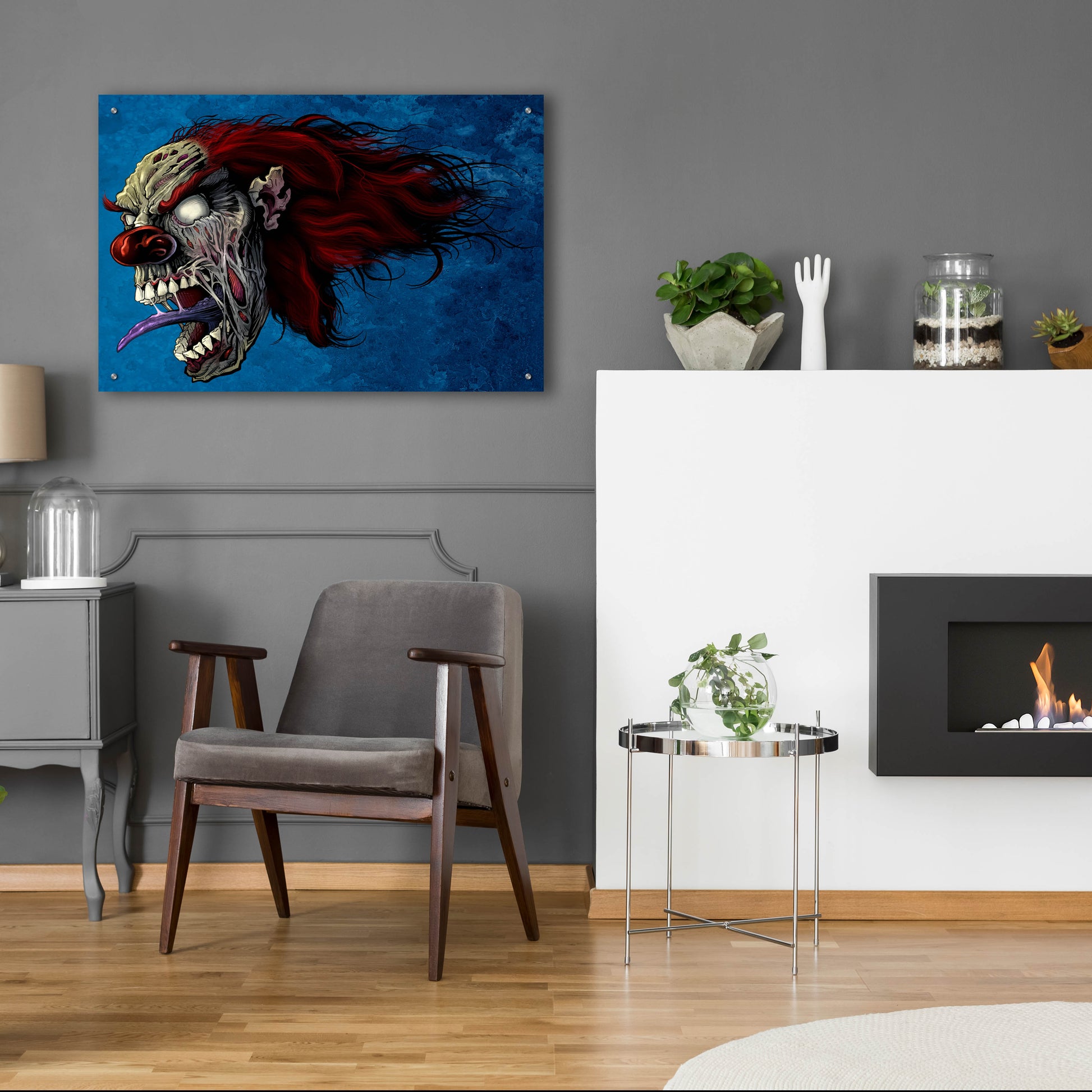 Epic Art 'Evil Clown 2' by Flyland Designs, Acrylic Glass Wall Art,36x24