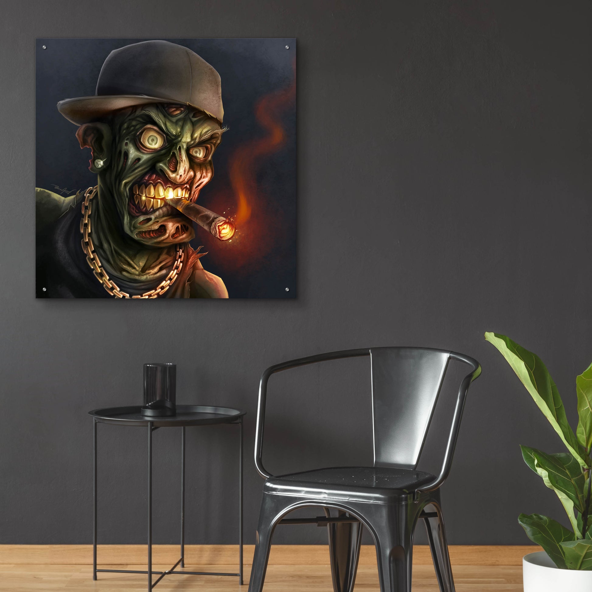 Epic Art 'Gangster Hip-Hop Zombie' by Flyland Designs, Acrylic Glass Wall Art,36x36
