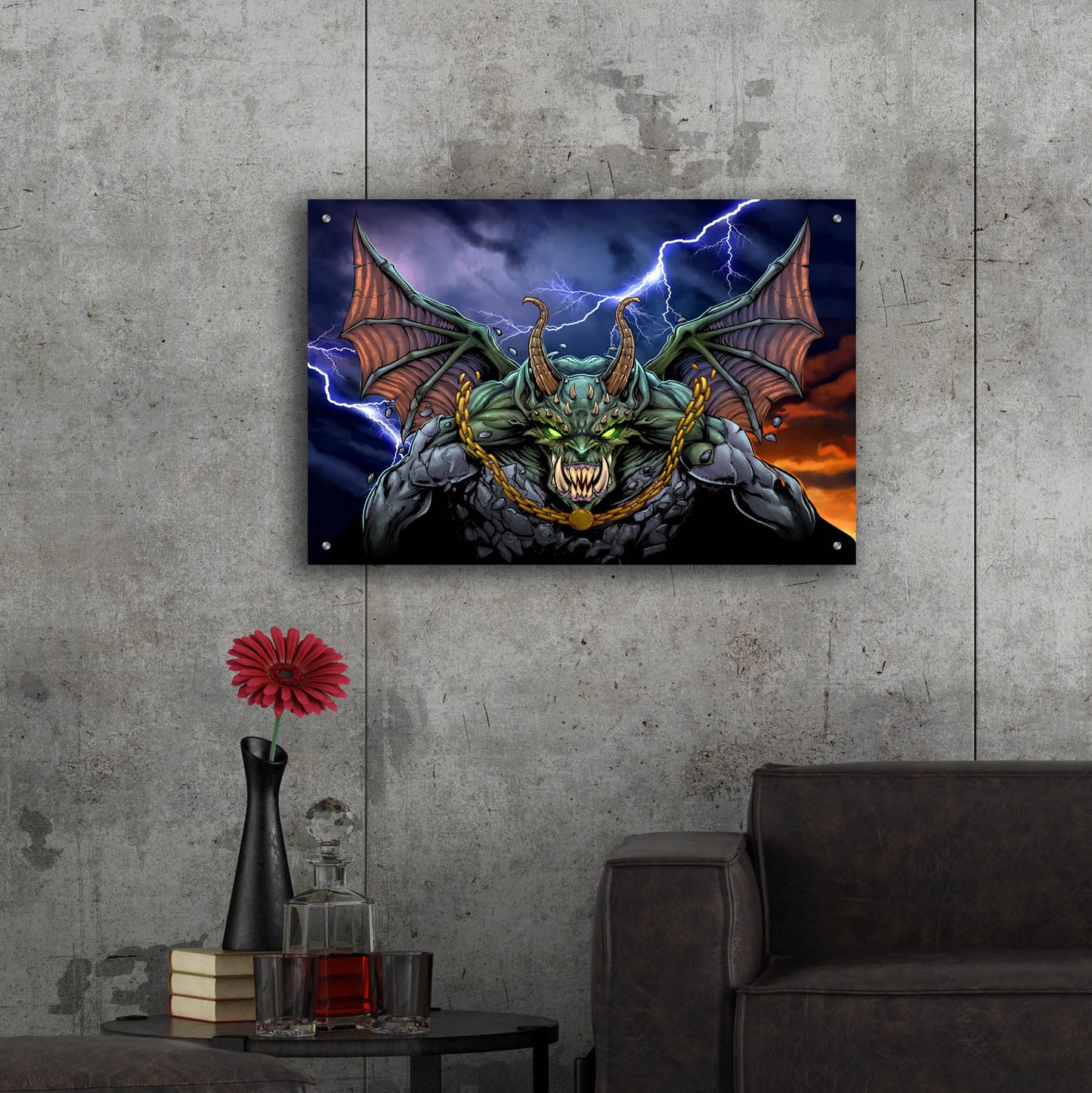 Epic Art 'Gargoyle 1' by Flyland Designs, Acrylic Glass Wall Art,36x24