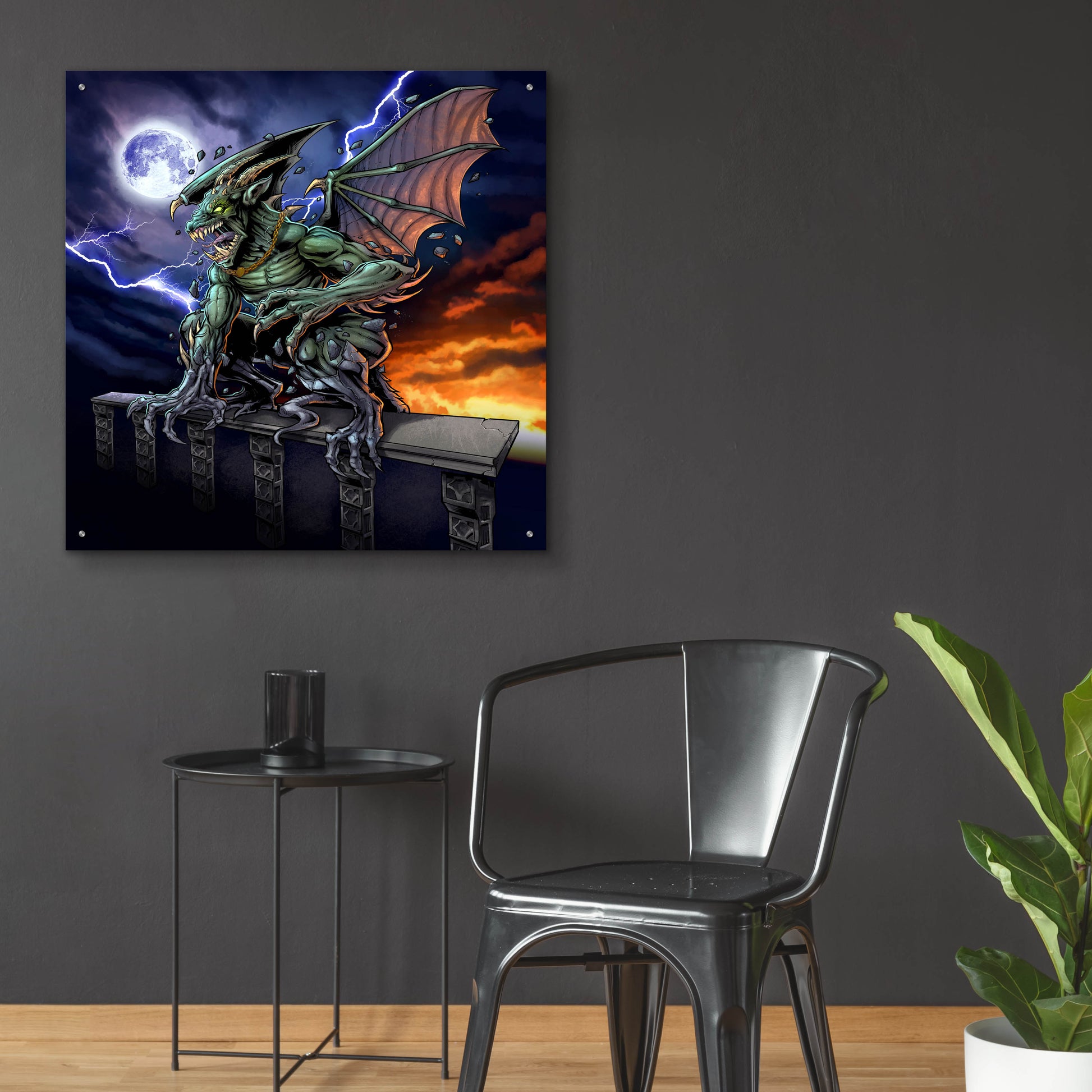 Epic Art 'Gargoyle 2' by Flyland Designs, Acrylic Glass Wall Art,36x36