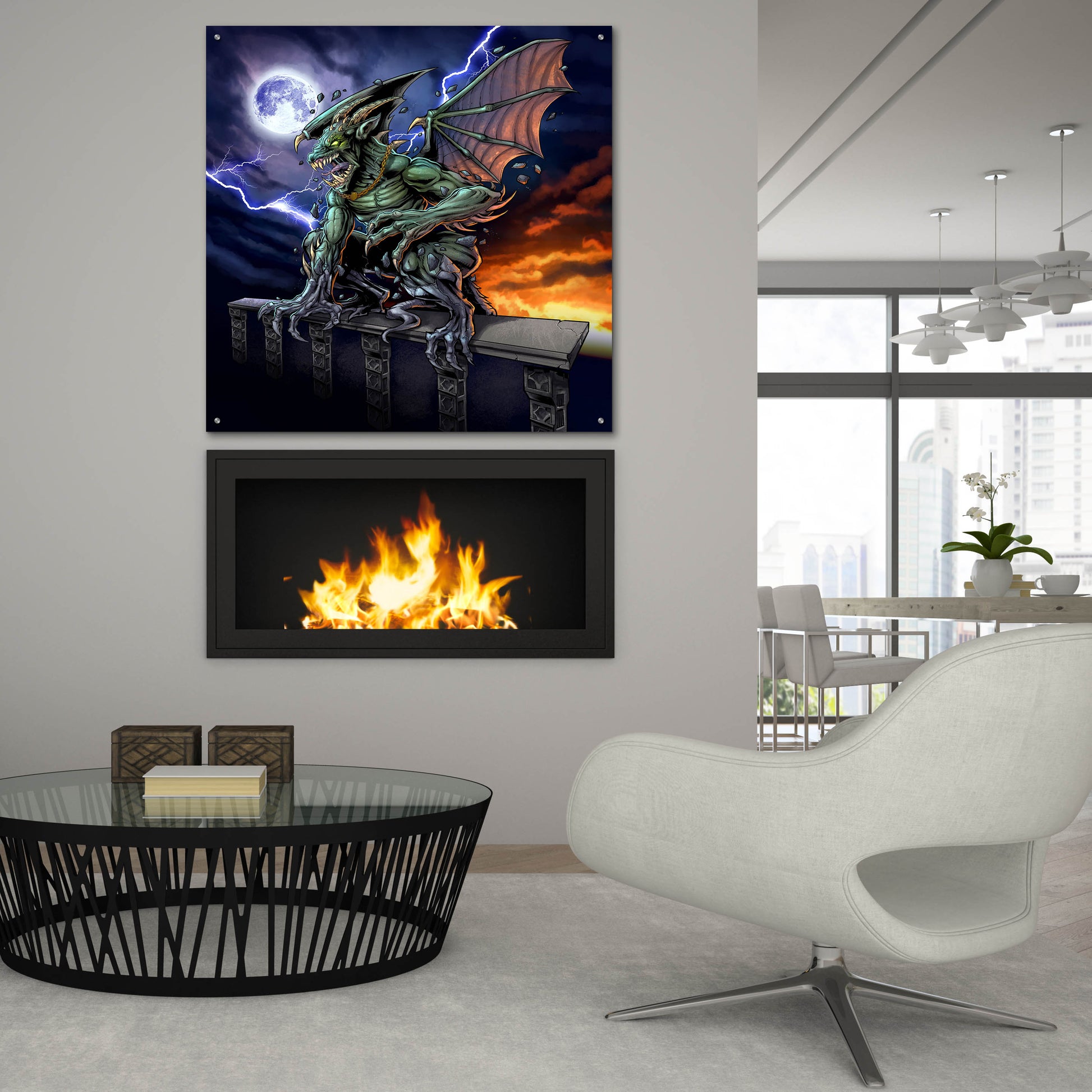 Epic Art 'Gargoyle 2' by Flyland Designs, Acrylic Glass Wall Art,36x36