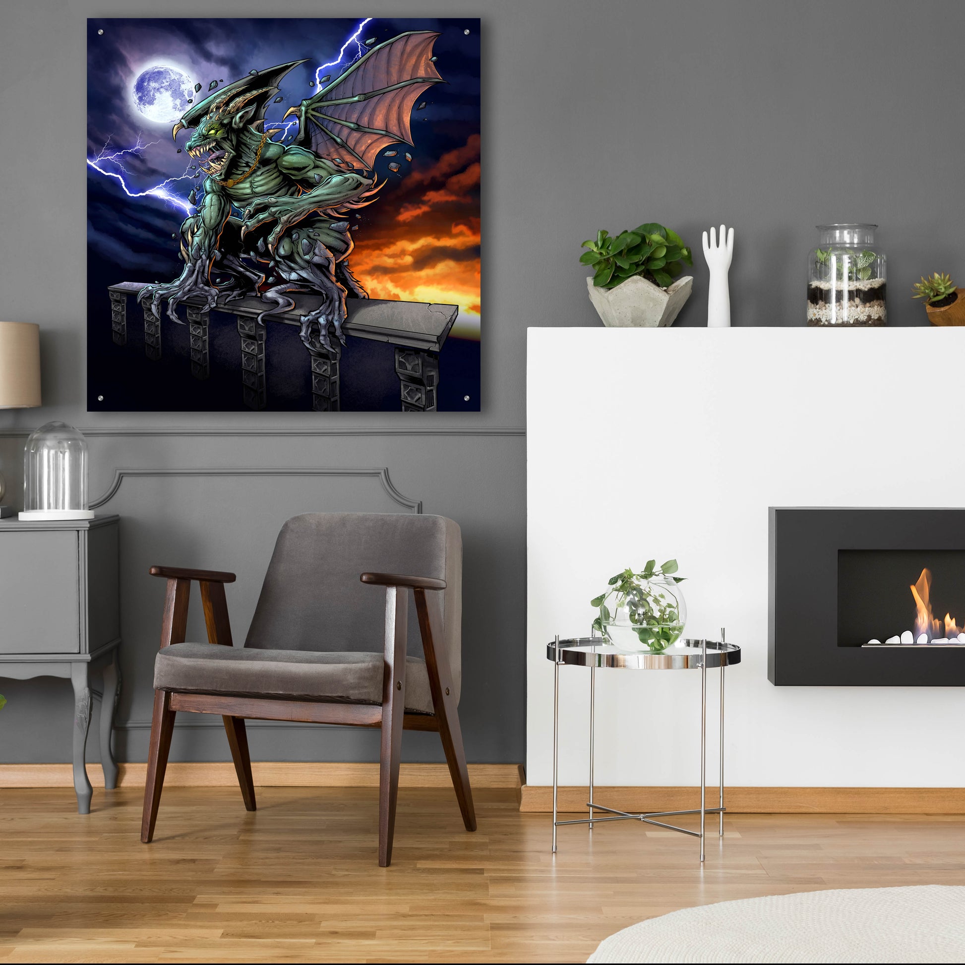 Epic Art 'Gargoyle 2' by Flyland Designs, Acrylic Glass Wall Art,36x36