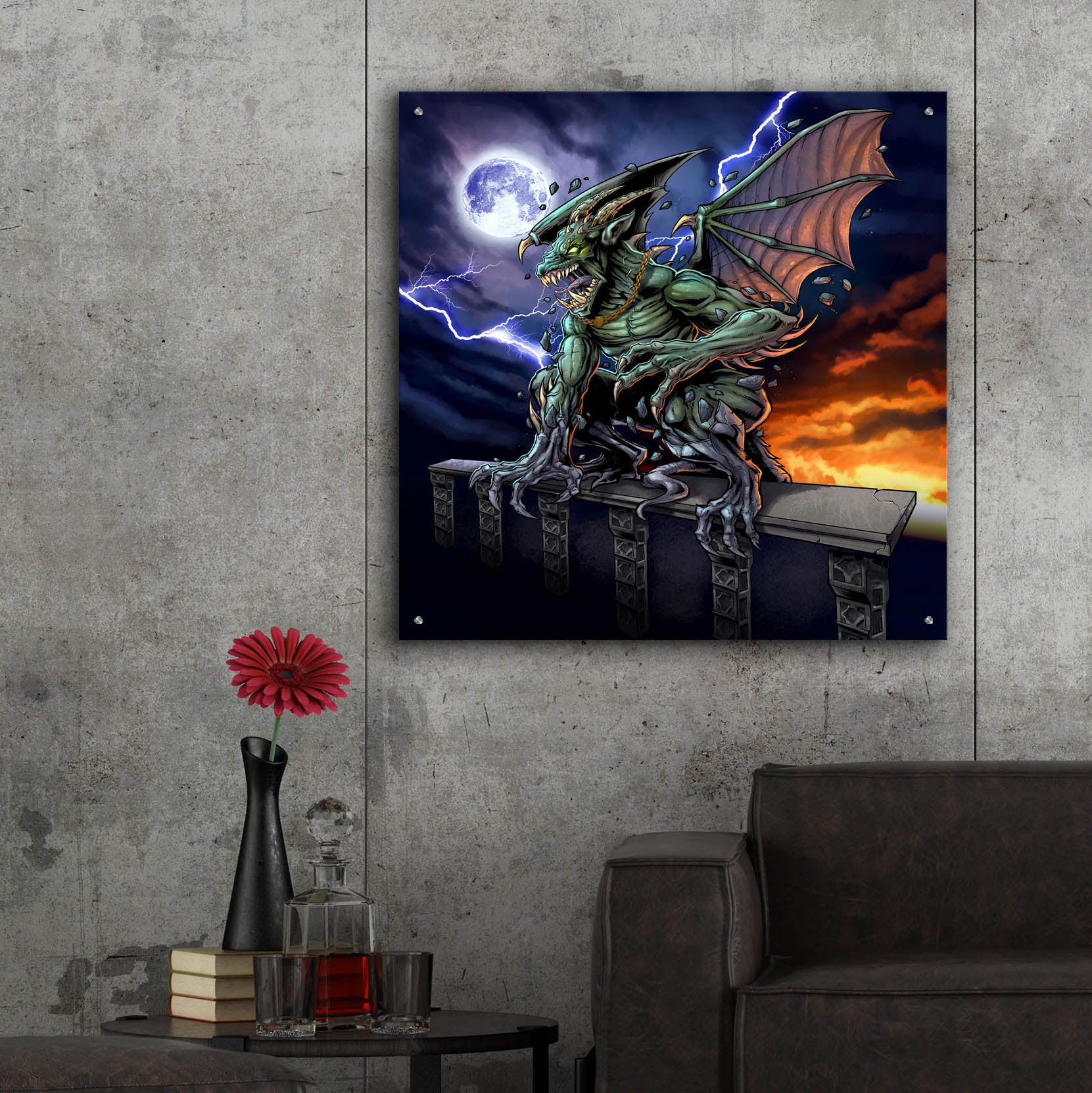 Epic Art 'Gargoyle 2' by Flyland Designs, Acrylic Glass Wall Art,36x36