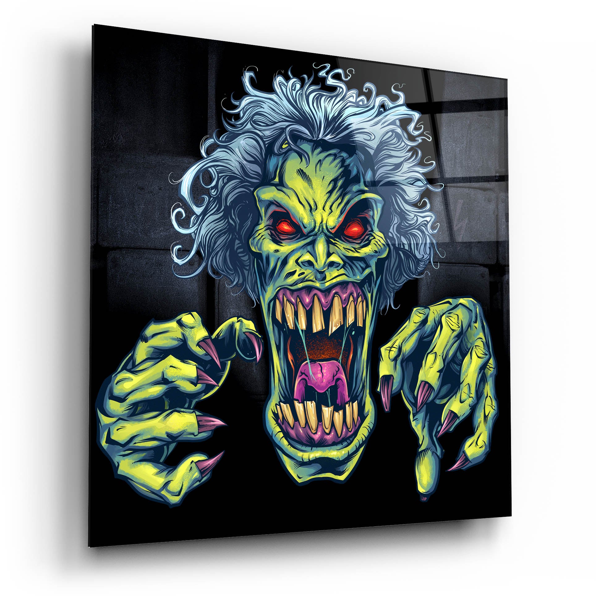 Epic Art 'Green Cartoon Zombie' by Flyland Designs, Acrylic Glass Wall Art,12x12