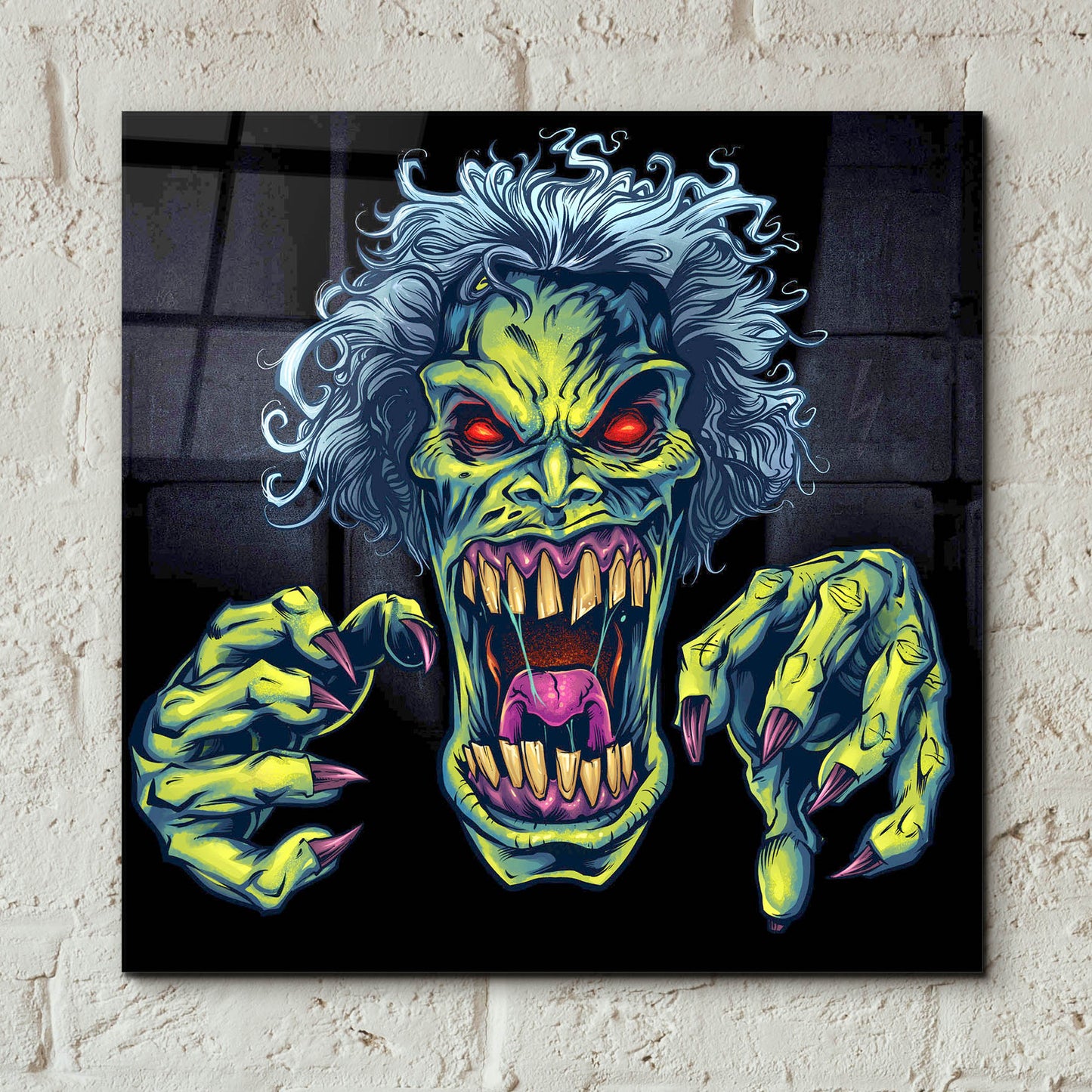 Epic Art 'Green Cartoon Zombie' by Flyland Designs, Acrylic Glass Wall Art,12x12