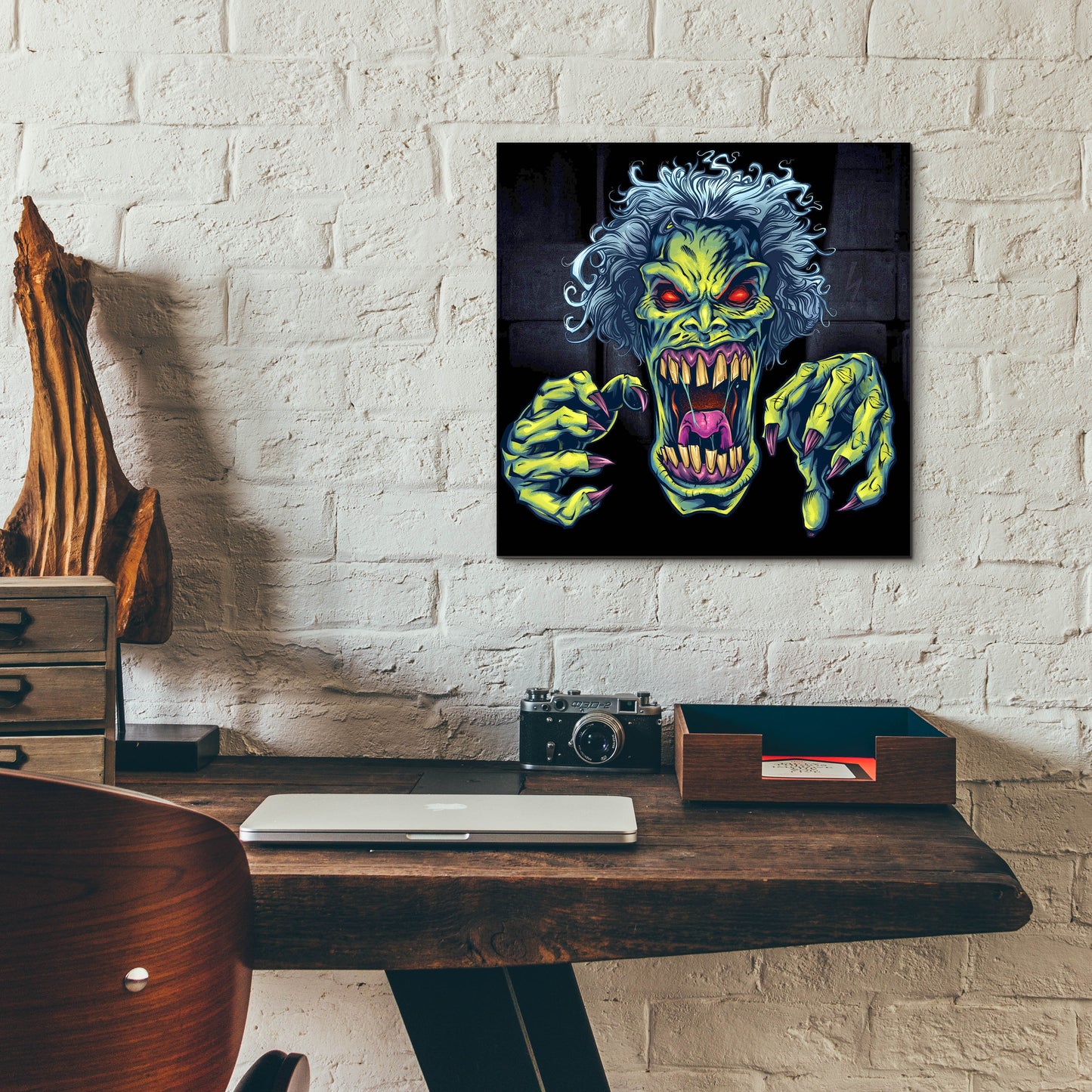 Epic Art 'Green Cartoon Zombie' by Flyland Designs, Acrylic Glass Wall Art,12x12