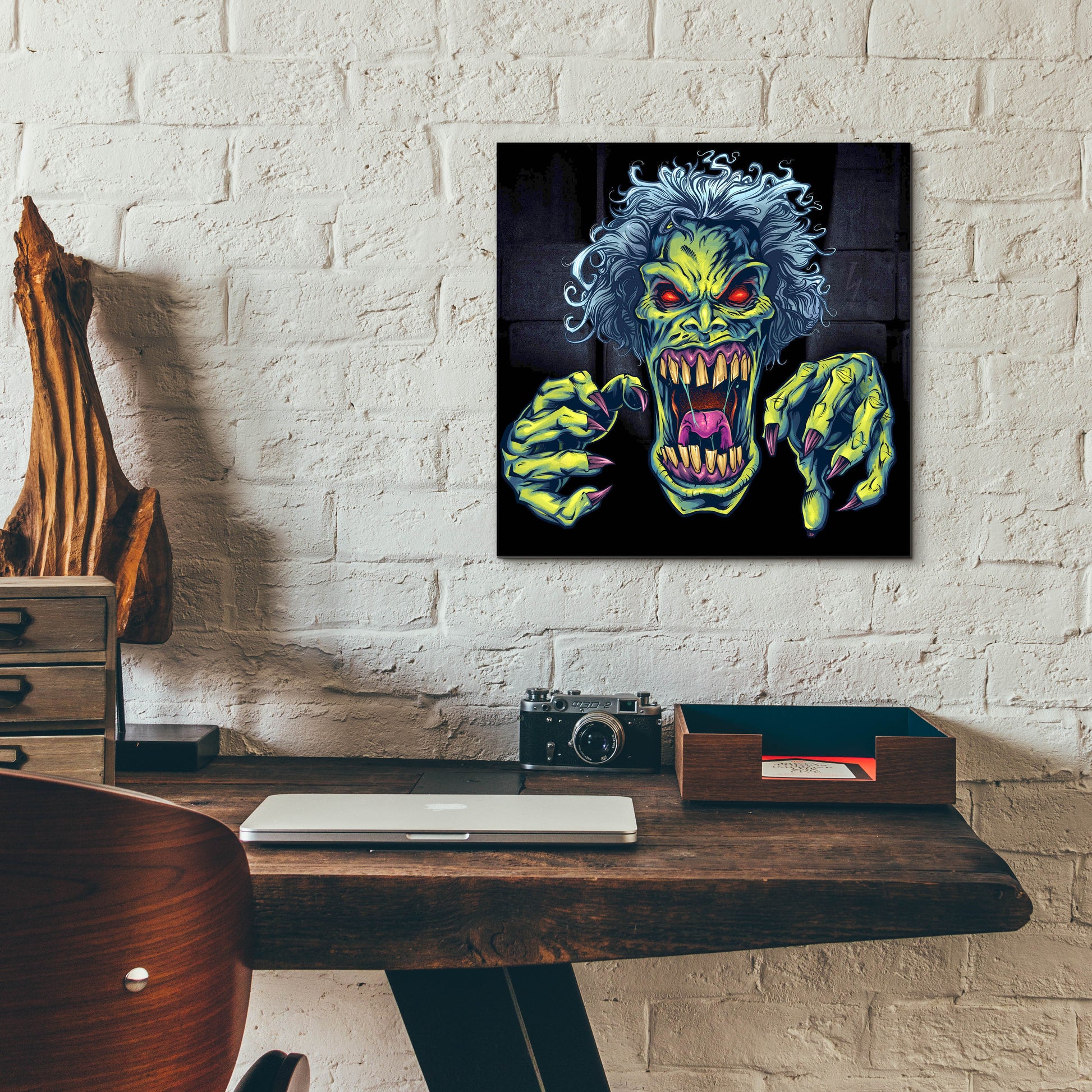 Epic Art 'Green Cartoon Zombie' by Flyland Designs, Acrylic Glass Wall Art,12x12