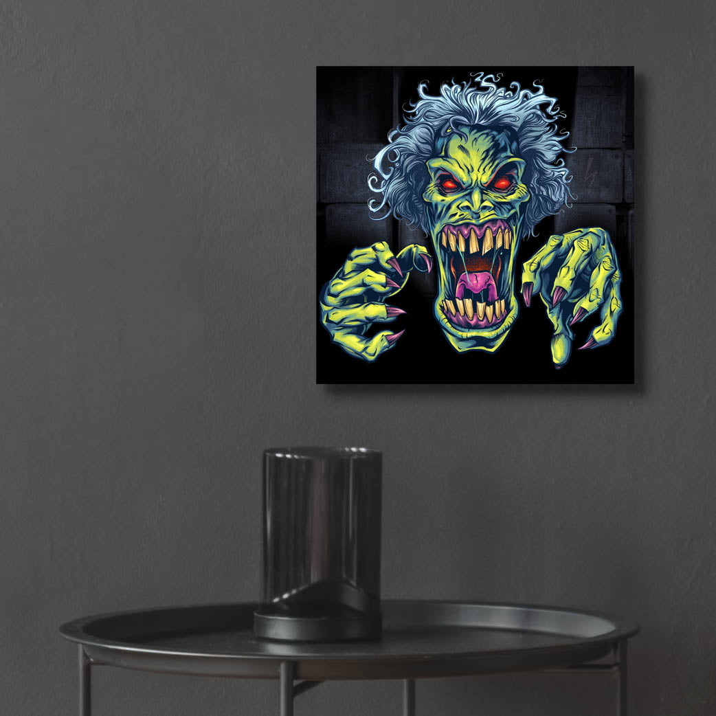 Epic Art 'Green Cartoon Zombie' by Flyland Designs, Acrylic Glass Wall Art,12x12