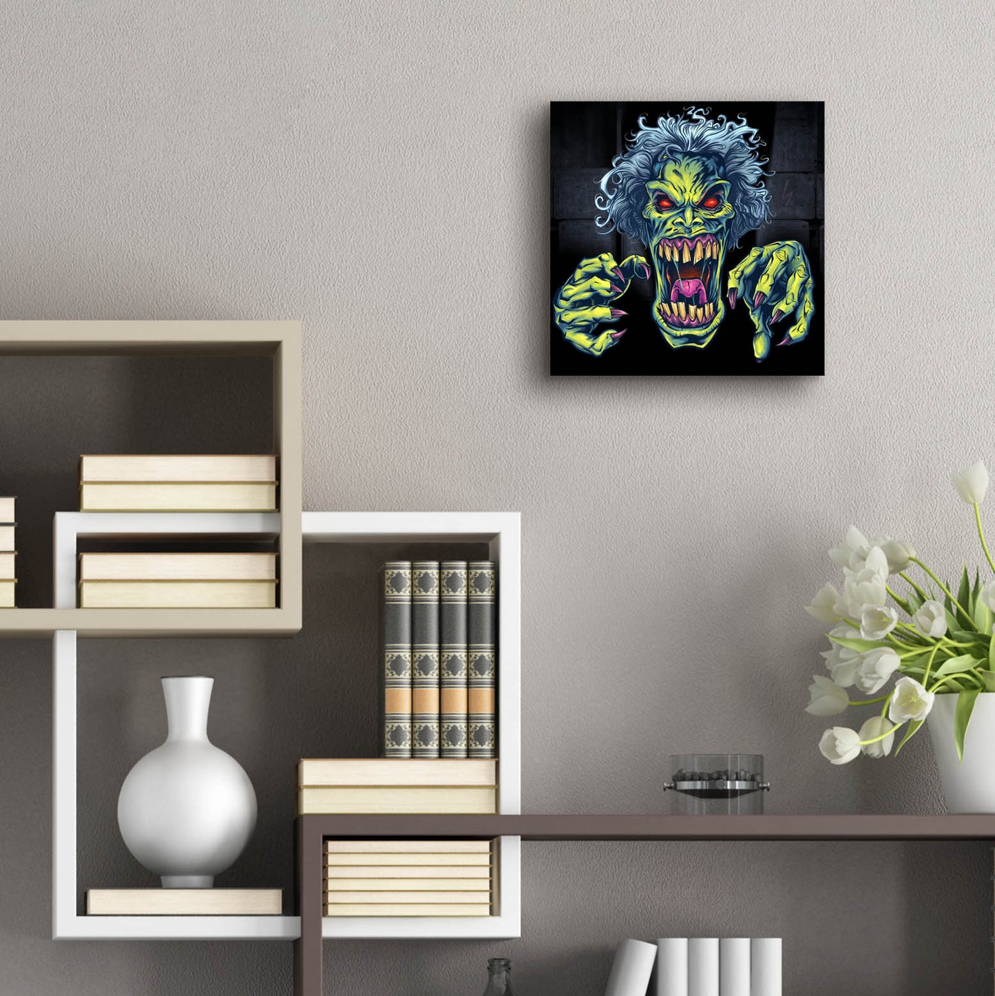 Epic Art 'Green Cartoon Zombie' by Flyland Designs, Acrylic Glass Wall Art,12x12