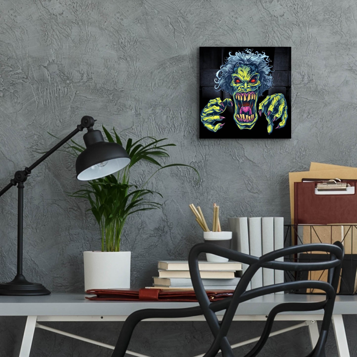 Epic Art 'Green Cartoon Zombie' by Flyland Designs, Acrylic Glass Wall Art,12x12