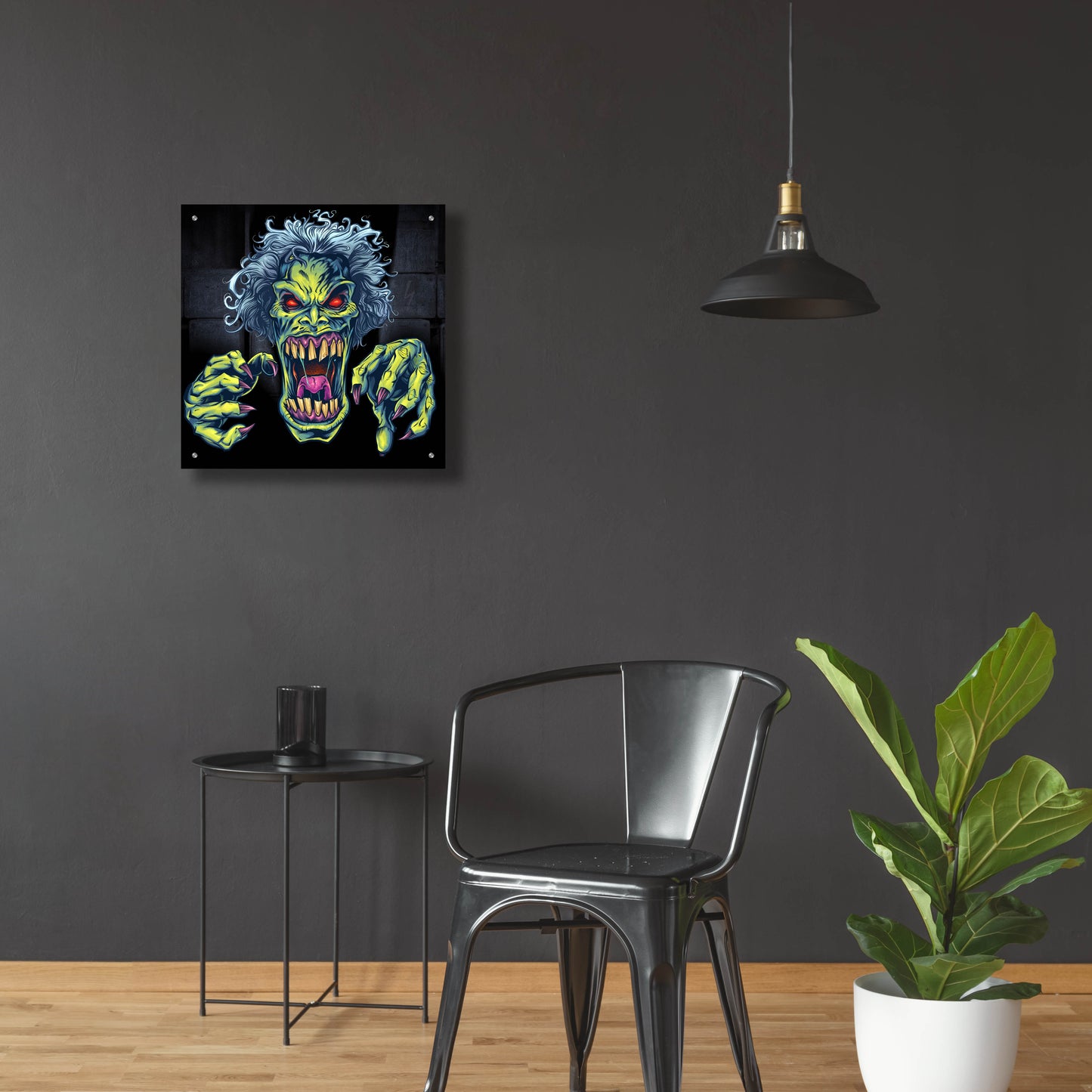 Epic Art 'Green Cartoon Zombie' by Flyland Designs, Acrylic Glass Wall Art,24x24