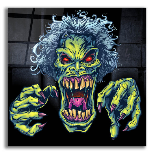 Epic Art 'Green Cartoon Zombie' by Flyland Designs, Acrylic Glass Wall Art