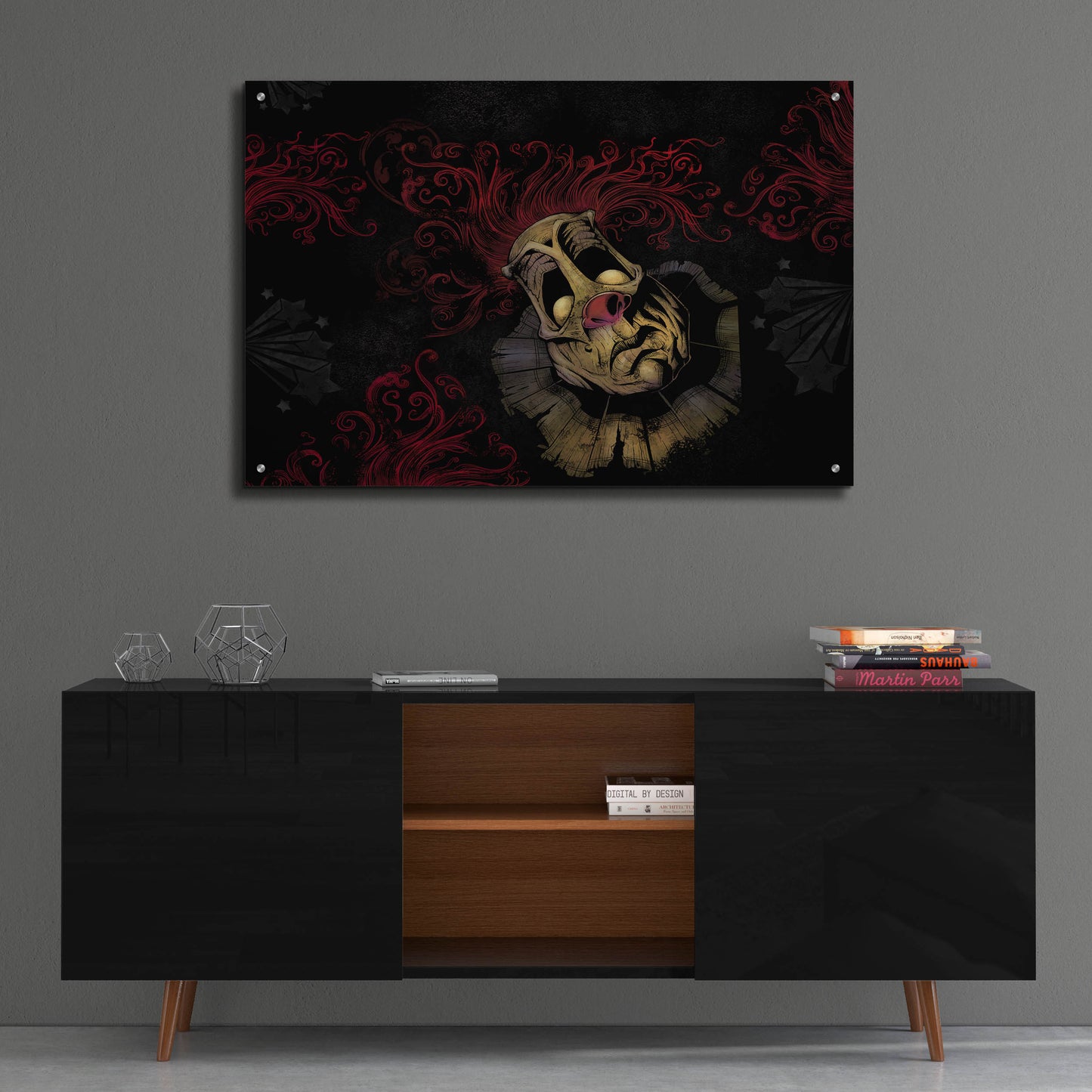 Epic Art 'RageOn Dark Clown' by Flyland Designs, Acrylic Glass Wall Art,36x24