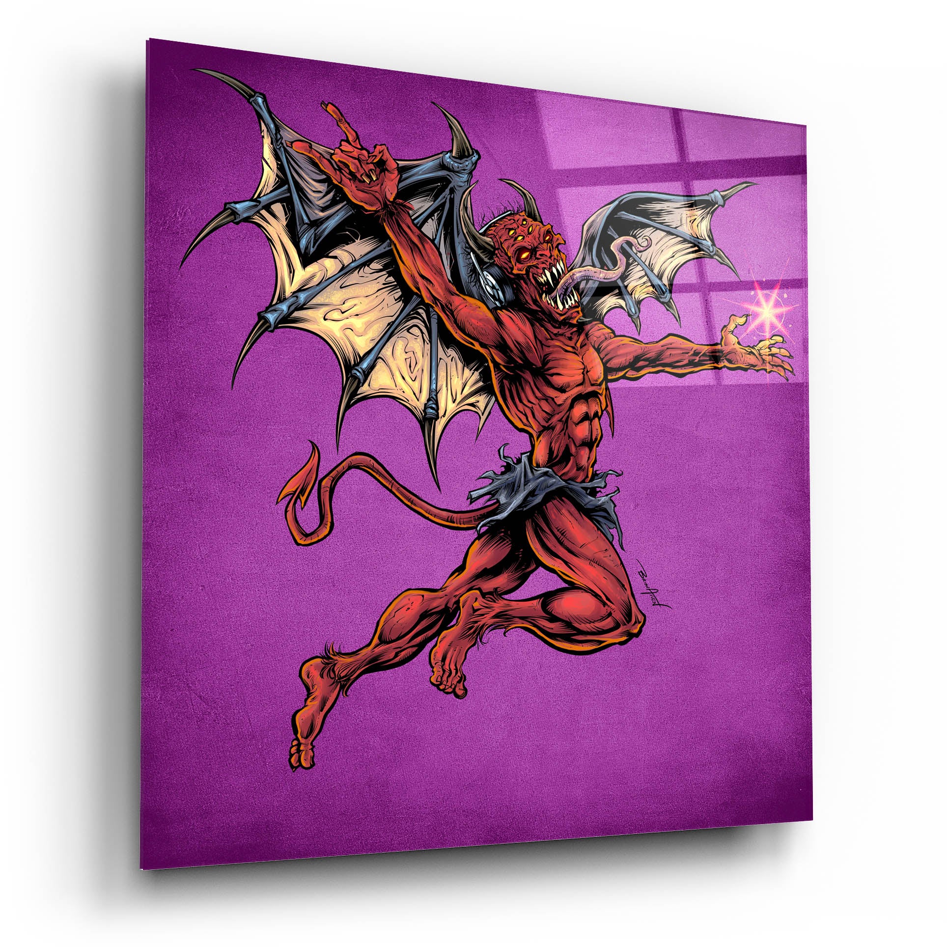 Epic Art 'Red Devil With Wings' by Flyland Designs, Acrylic Glass Wall Art,12x12