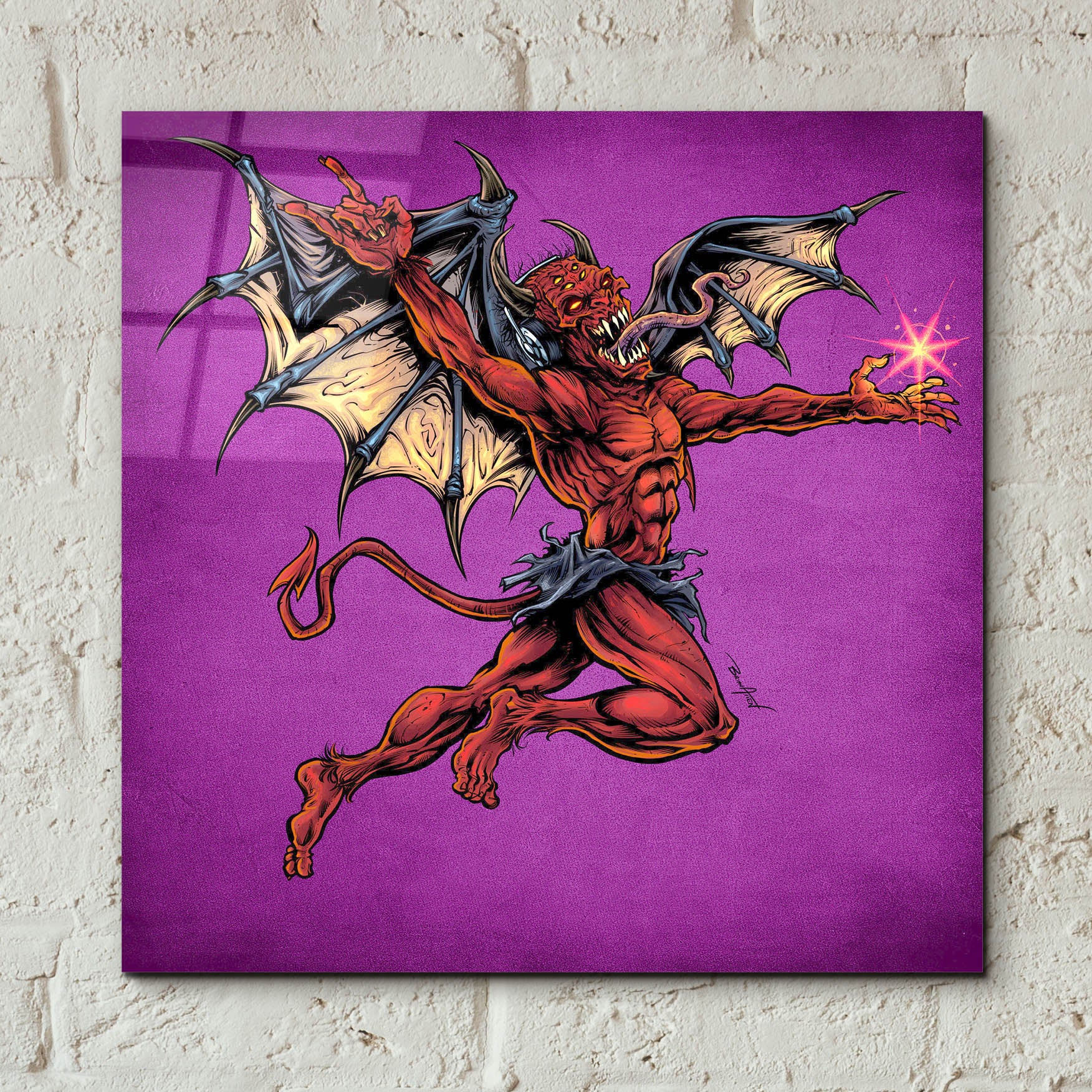 Epic Art 'Red Devil With Wings' by Flyland Designs, Acrylic Glass Wall Art,12x12